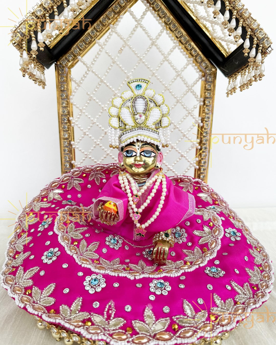 Swarovski Handwork Rani Pink Premium Poshak for Laddu Gopal