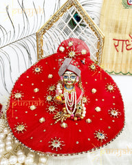 Surkh Laal Poshak for Laddu Gopal Ji with Pagdi and Patka