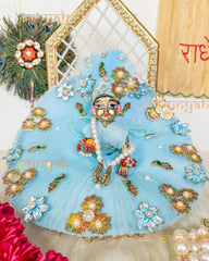 Asmaani Embellishment Poshak with Pagdi For Thakur Ji - Punyah