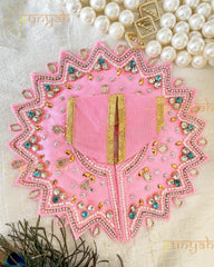 Baby Pink Moti Embroidered Handwork Poshak For Kanha Ji - Punyah Handicraft