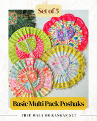 Basic Multi Pack Poshaks - Set of 5 for Thakur ji with Free Maala or Kangan Set - Punyah Handicraft