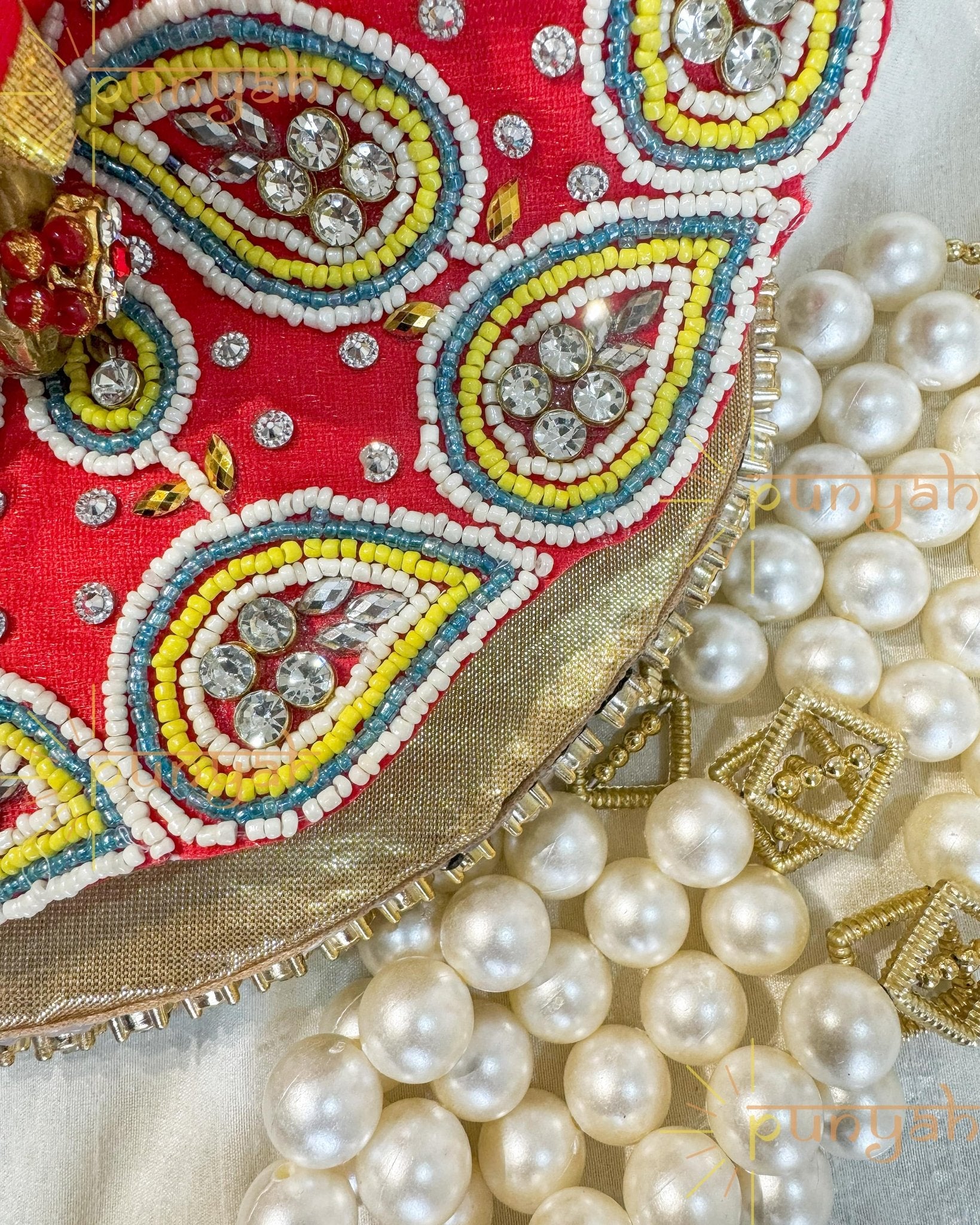 Bead Embellished Handwork Poshak For Kanha ji - Punyah