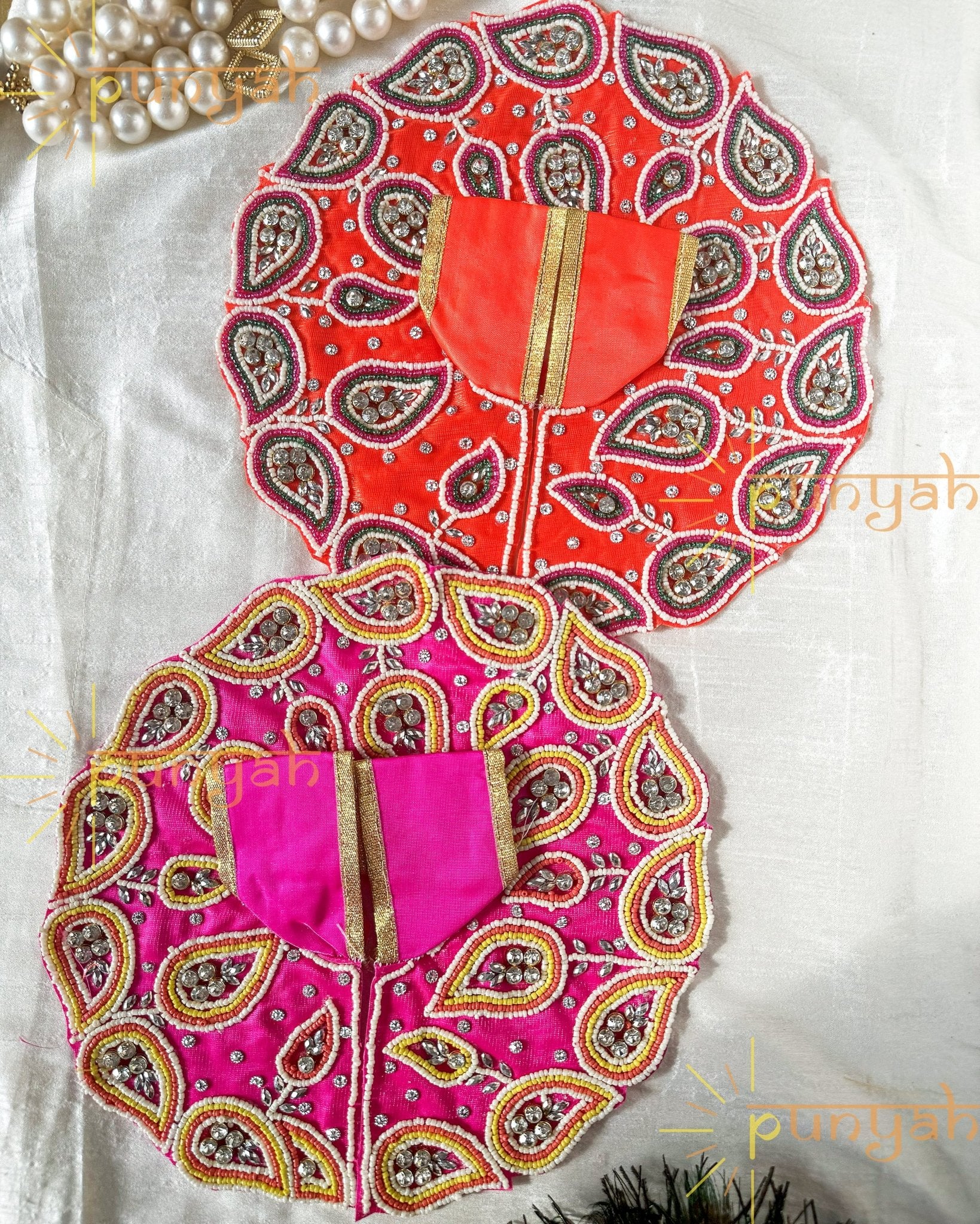 Bead Embellished Handwork Poshak For Kanha ji - Punyah Handicraft