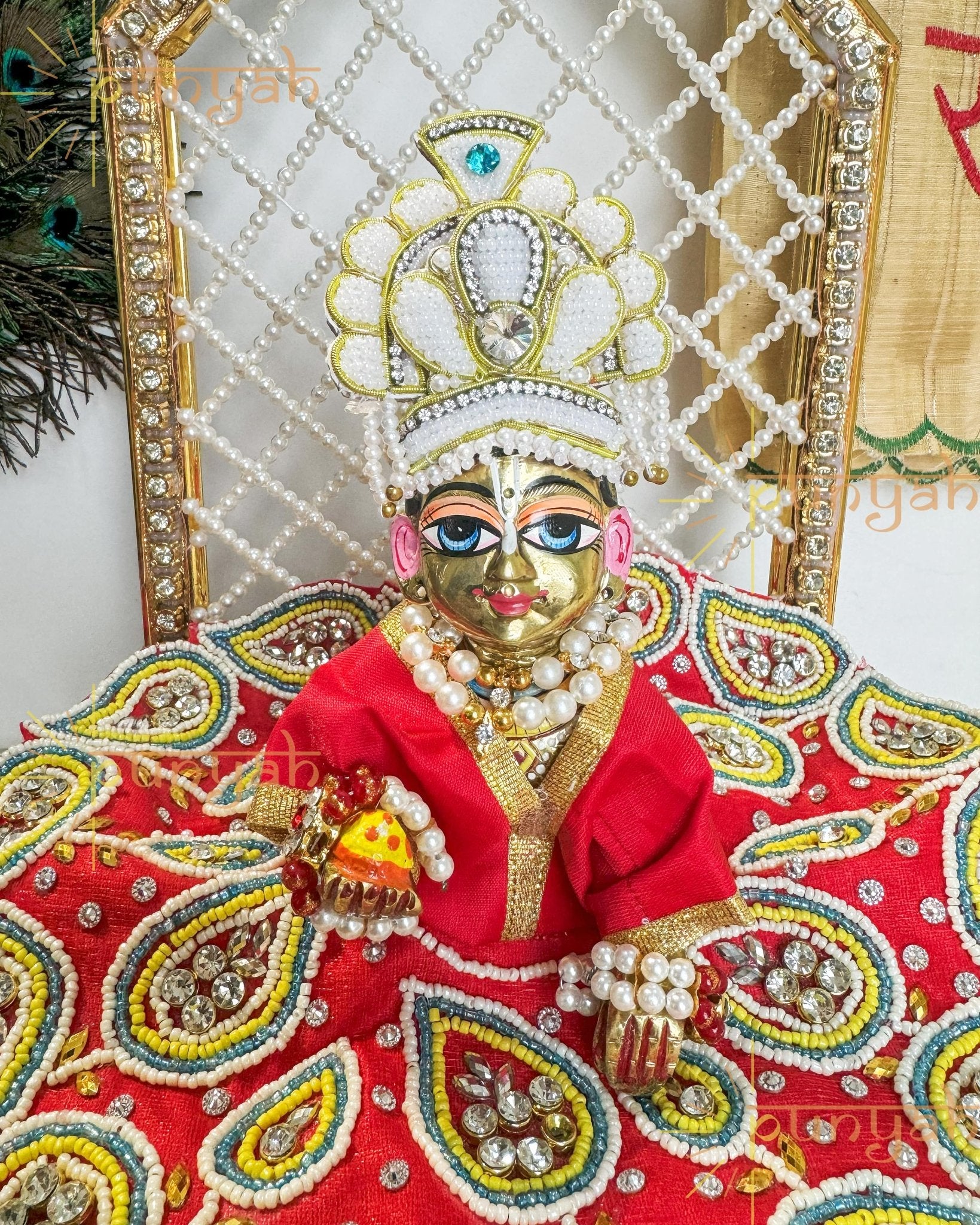 Bead Embellished Handwork Poshak For Kanha ji - Punyah