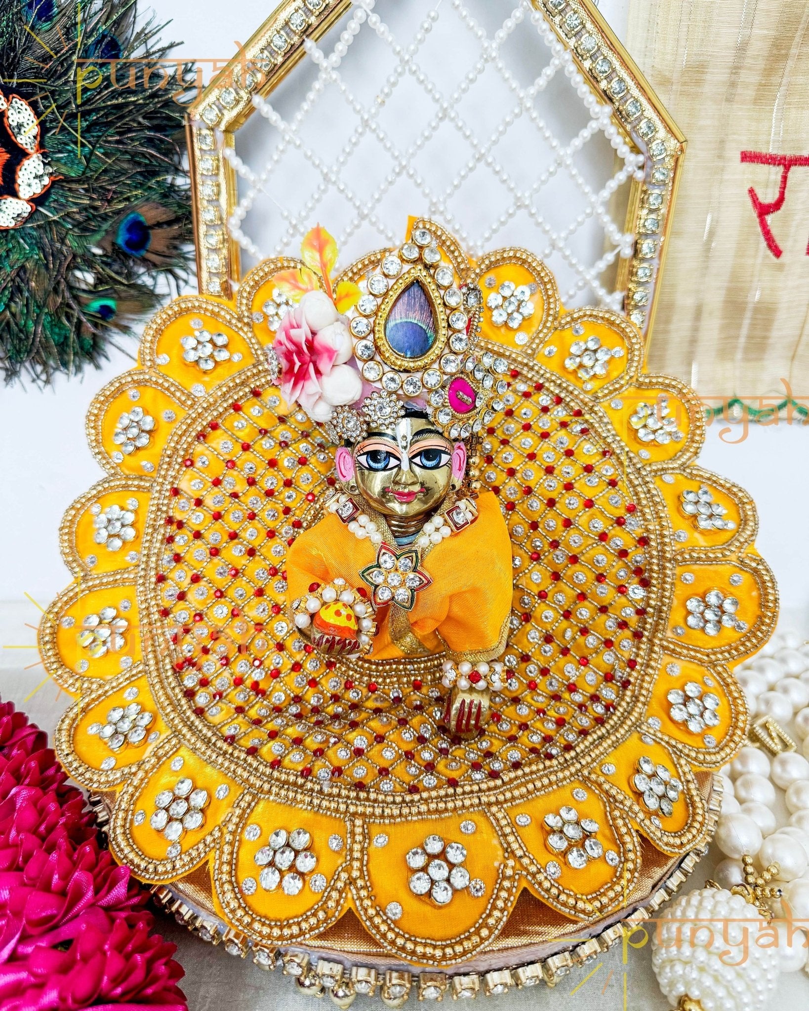 Chandni Suraj Handwork Premium Poshak For Laddu Gopal Ji - Punyah Handicraft