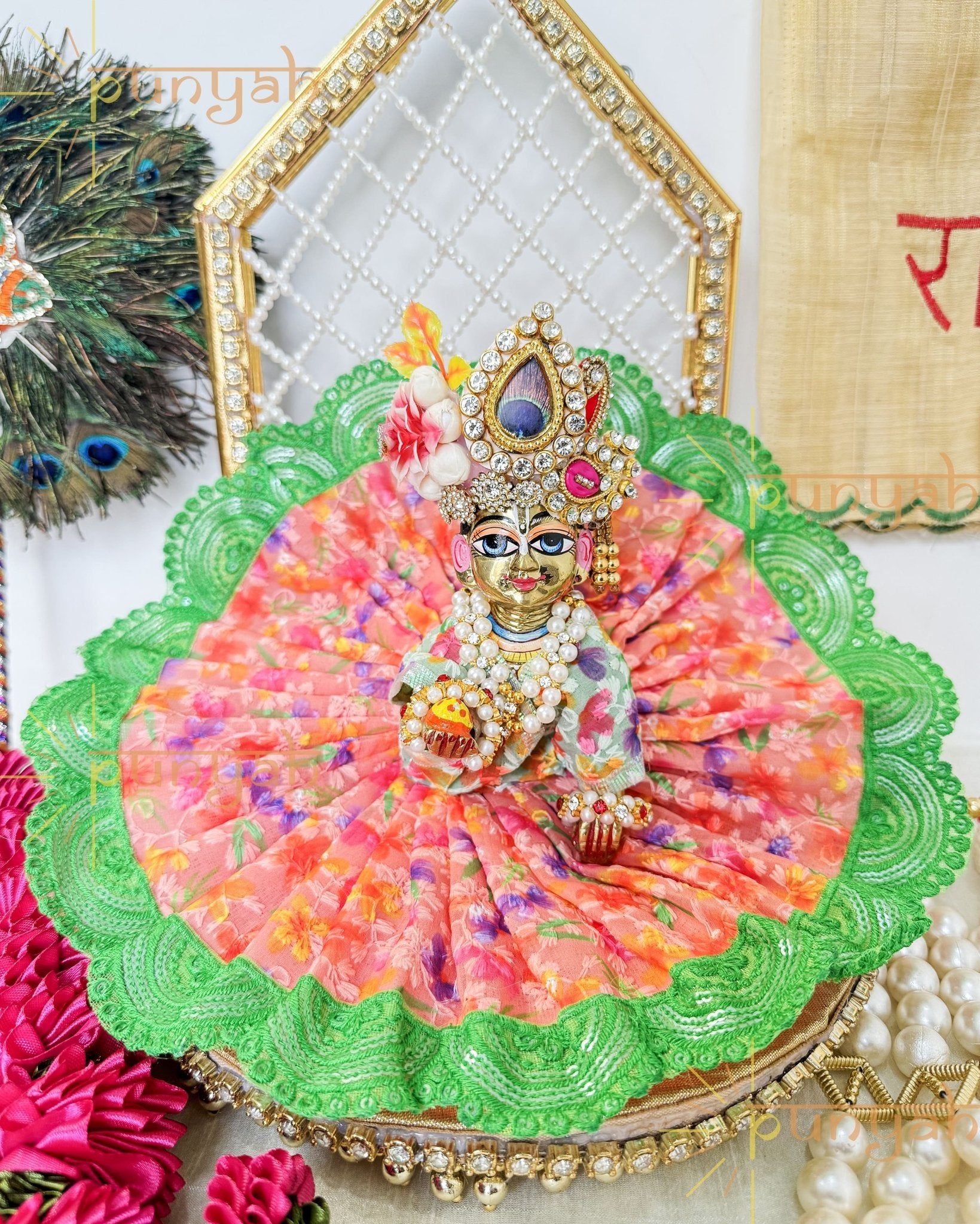 Colorful Festive Lace Detailing Poshak For Kanha Ji - Punyah