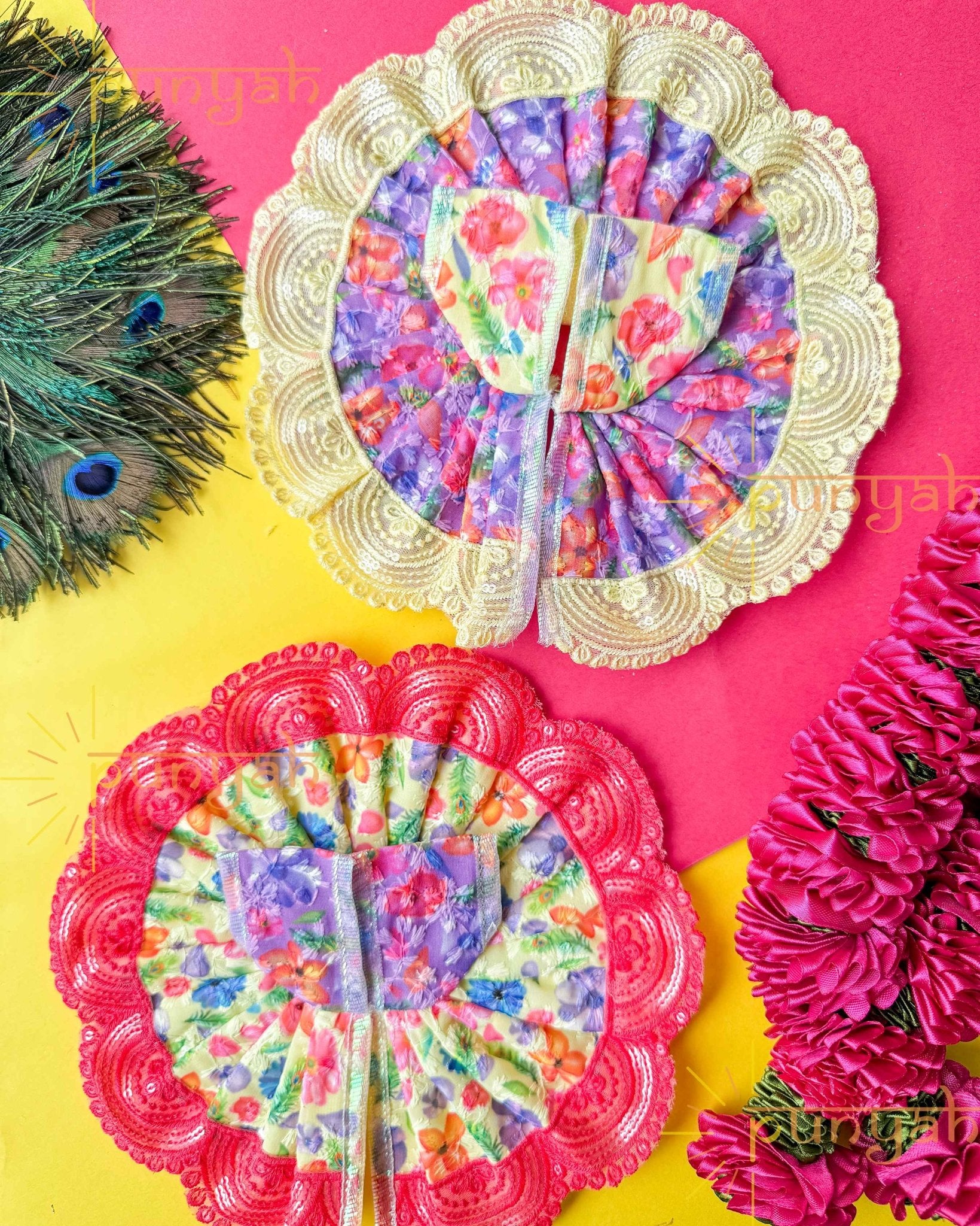 Colorful Festive Lace Detailing Poshak For Kanha Ji - Punyah