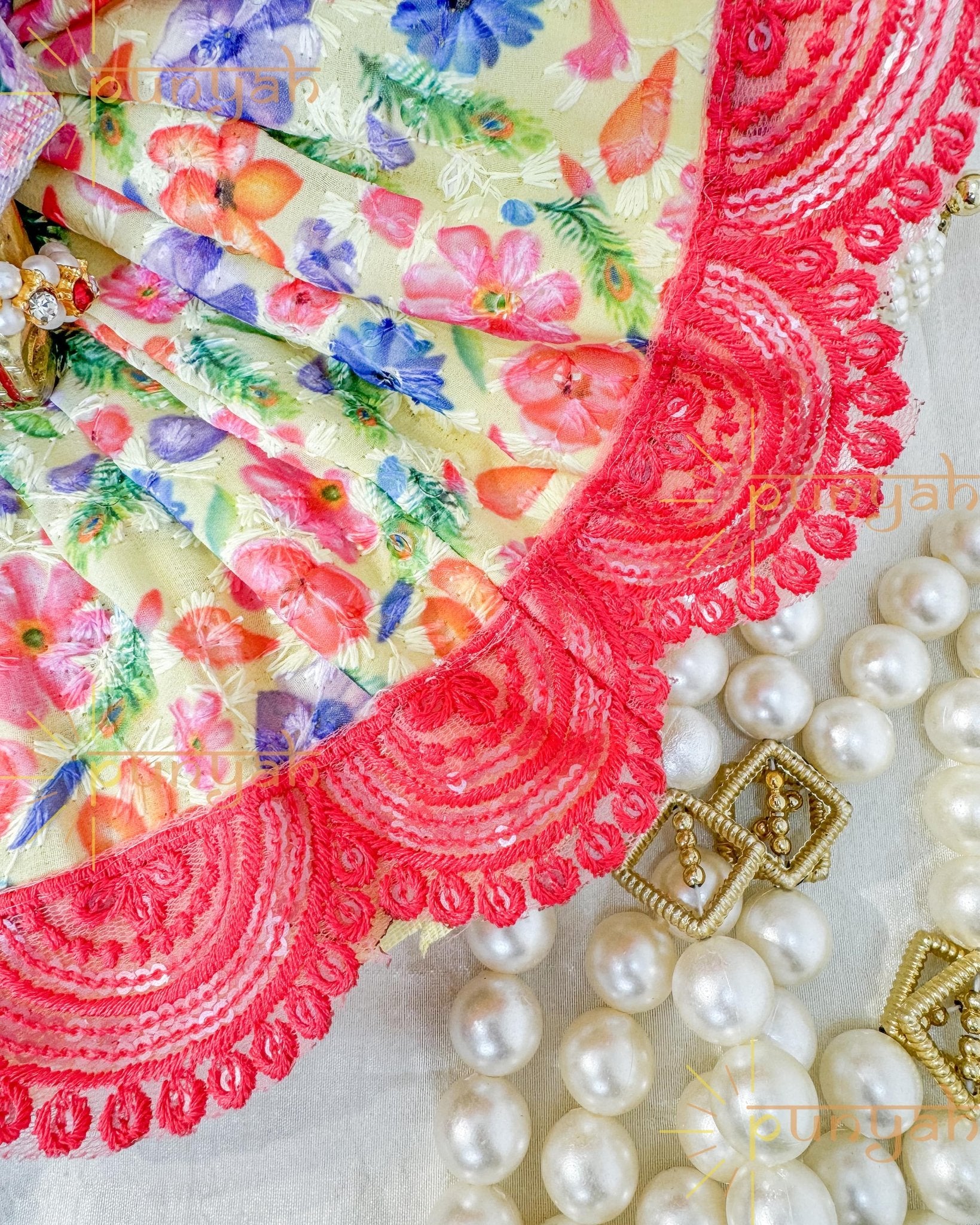 Colorful Festive Lace Detailing Poshak For Kanha Ji - Punyah