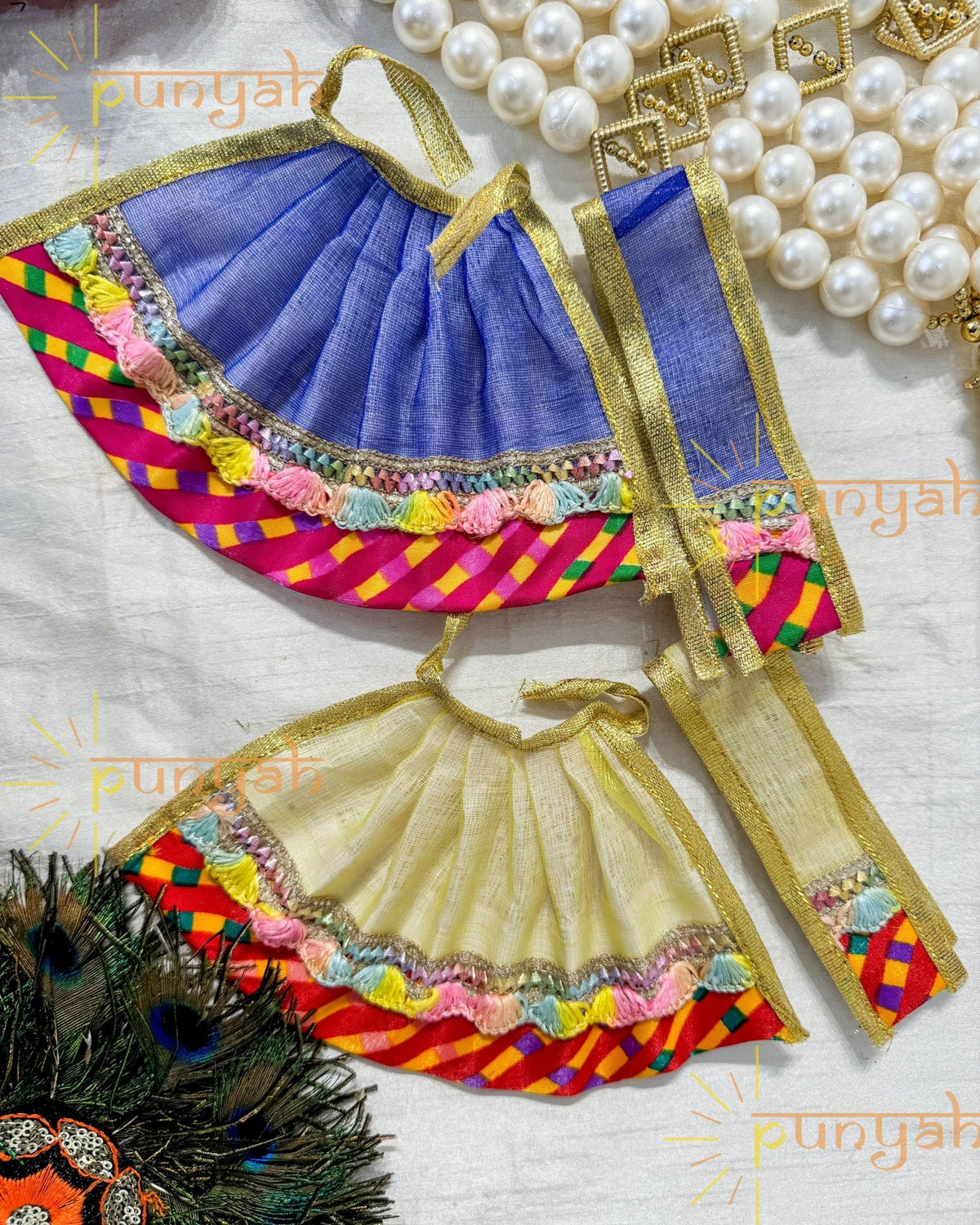 CrissCross Charm Net Poshak With Patka For Mata Rani - Punyah Handicraft