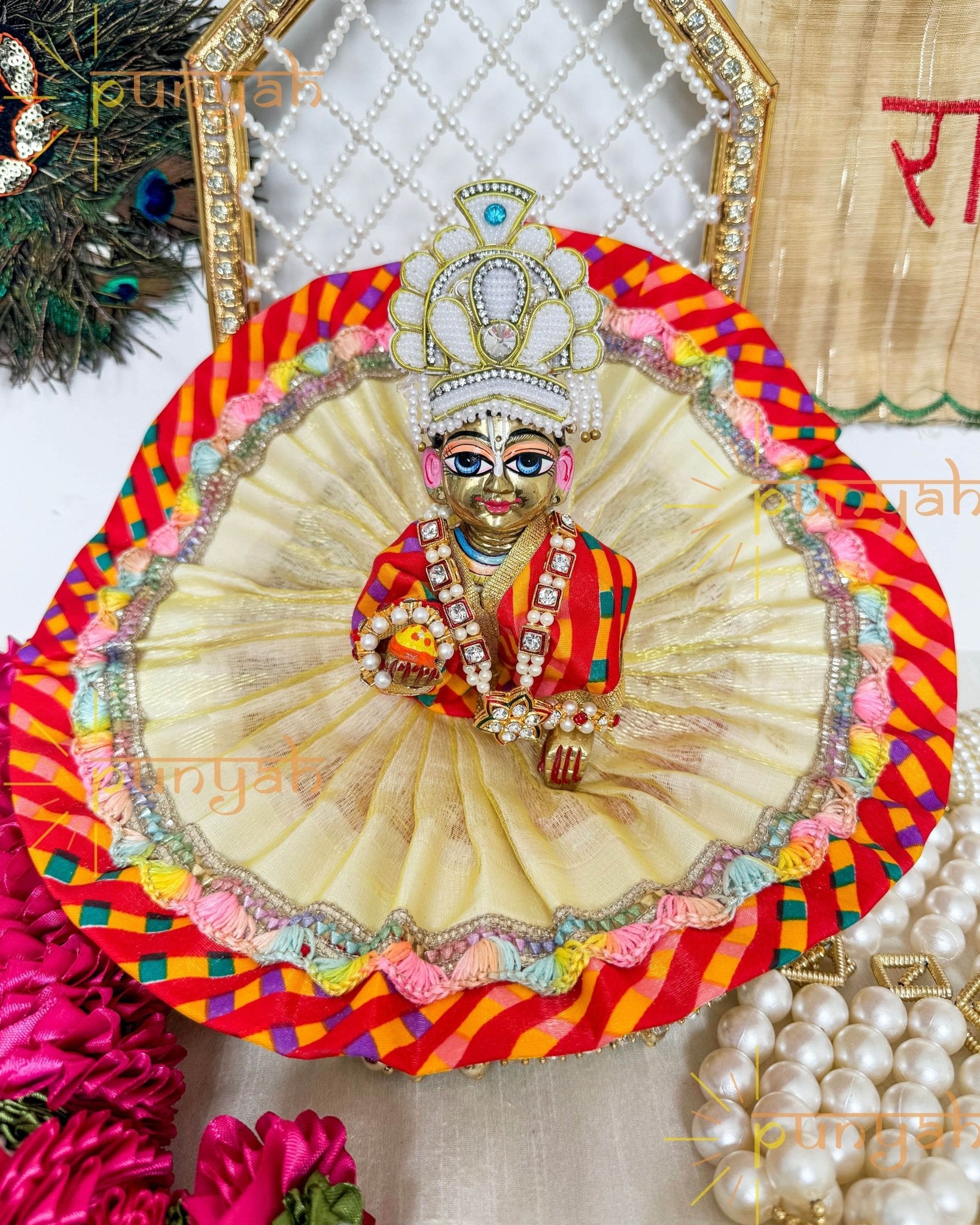 Cross Weave Poshak Jaipuri Style For Thakur JI - Punyah Handicraft