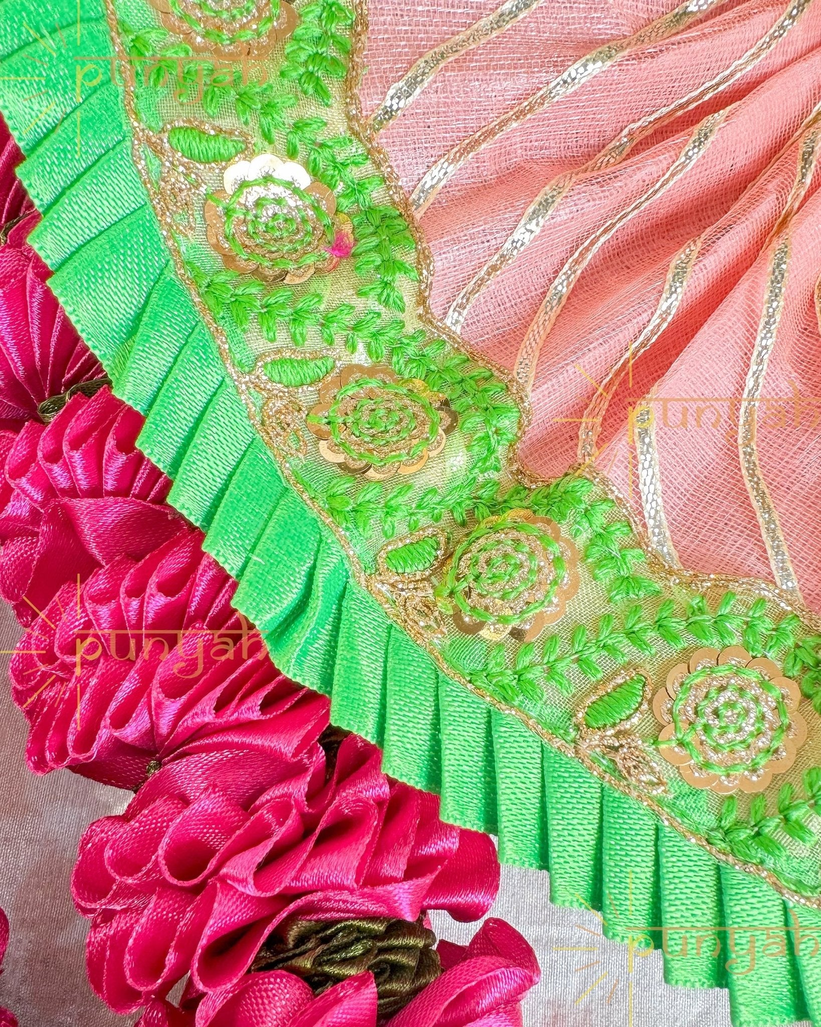 Dazzling Dhaga Poshak Gota Detailing For Laddu Gopal Ji - Punyah