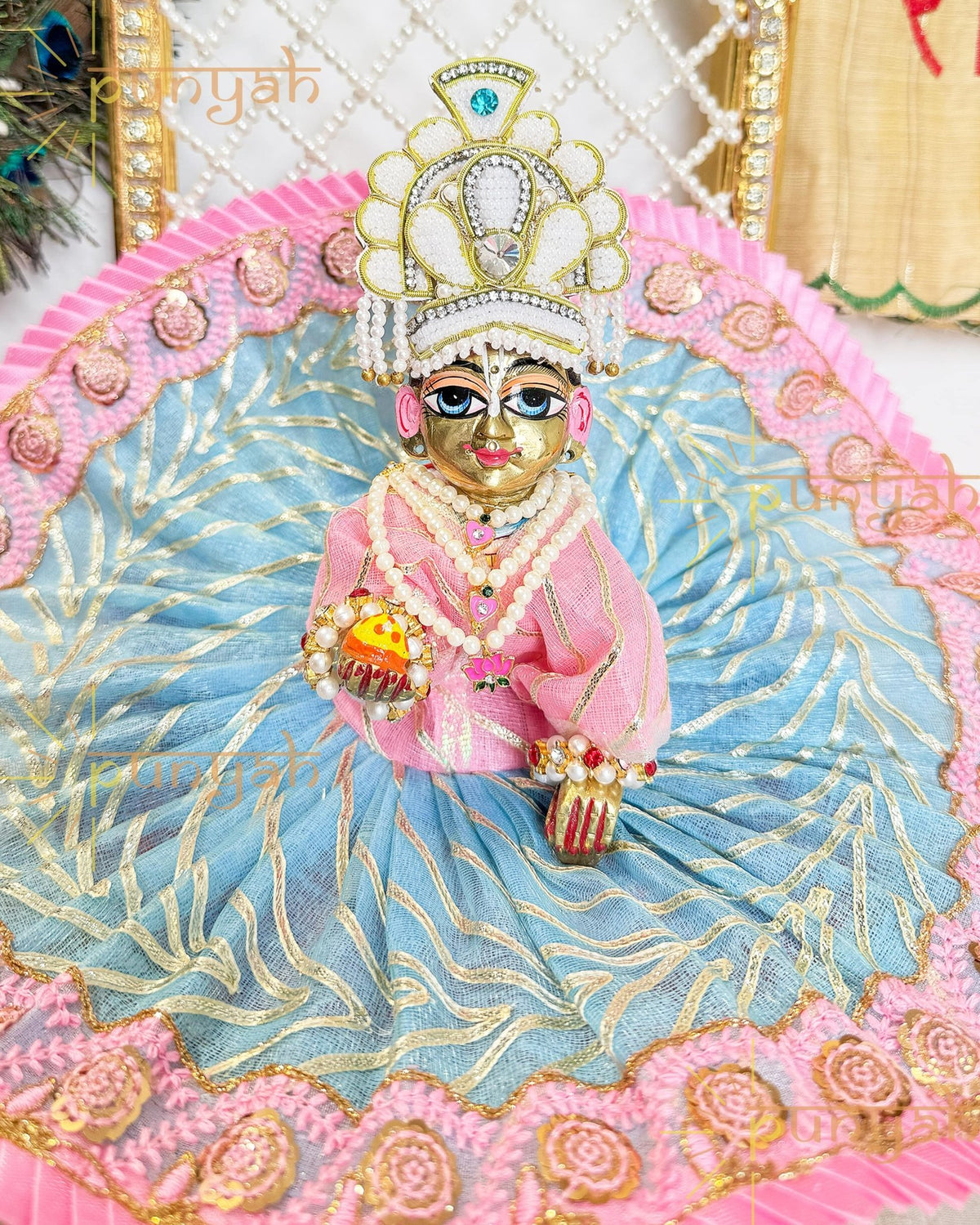 Dazzling Dhaga Poshak Gota Detailing For Laddu Gopal Ji - Punyah