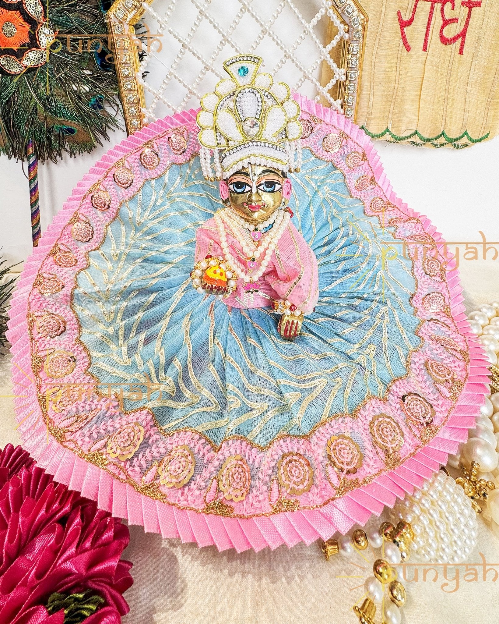 Dazzling Dhaga Poshak Gota Detailing For Laddu Gopal Ji - Punyah