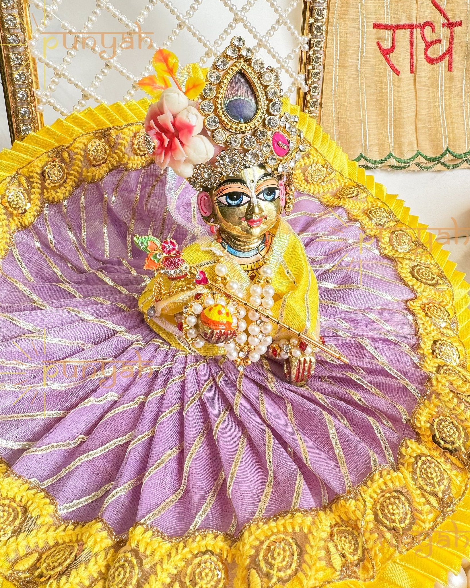 Dazzling Dhaga Poshak Gota Detailing For Laddu Gopal Ji - Punyah