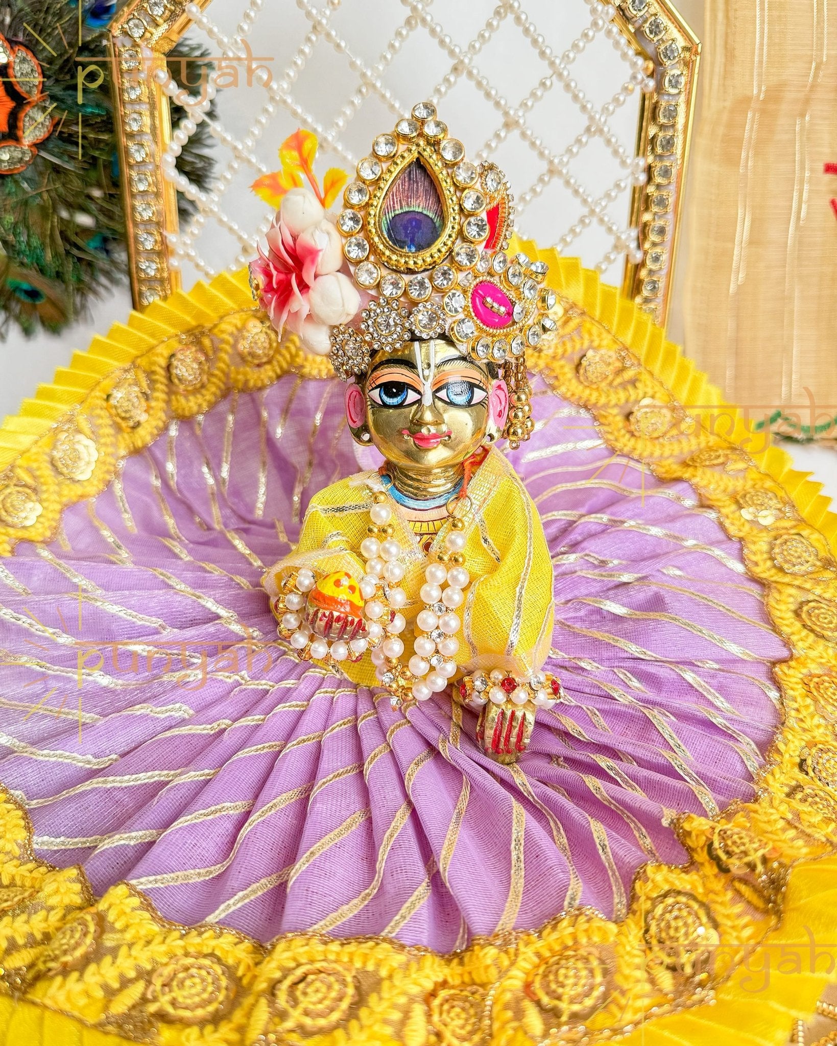 Dazzling Dhaga Poshak Gota Detailing For Laddu Gopal Ji - Punyah