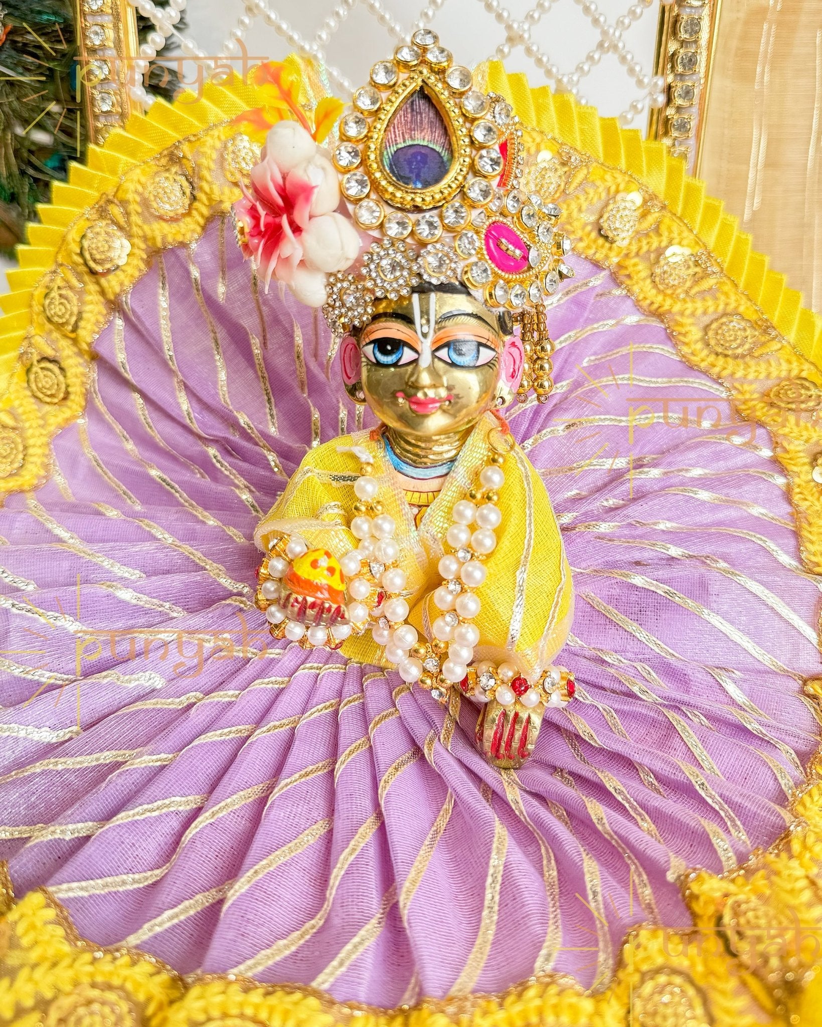 Dazzling Dhaga Poshak Gota Detailing For Laddu Gopal Ji - Punyah