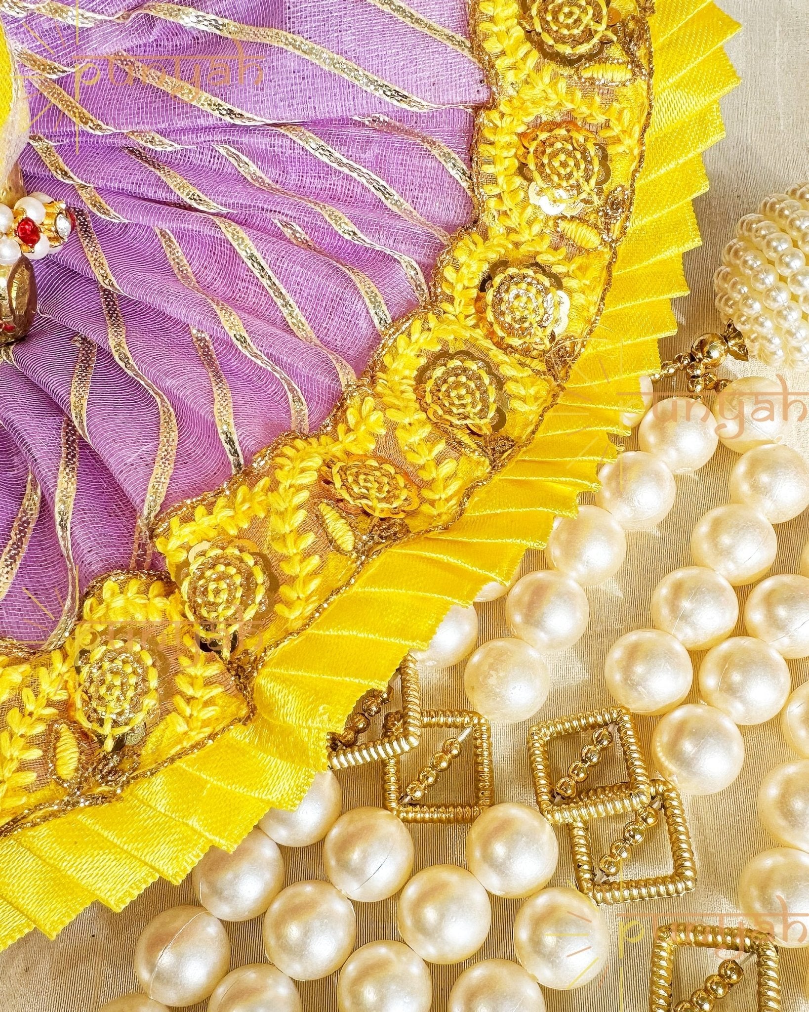 Dazzling Dhaga Poshak Gota Detailing For Laddu Gopal Ji - Punyah