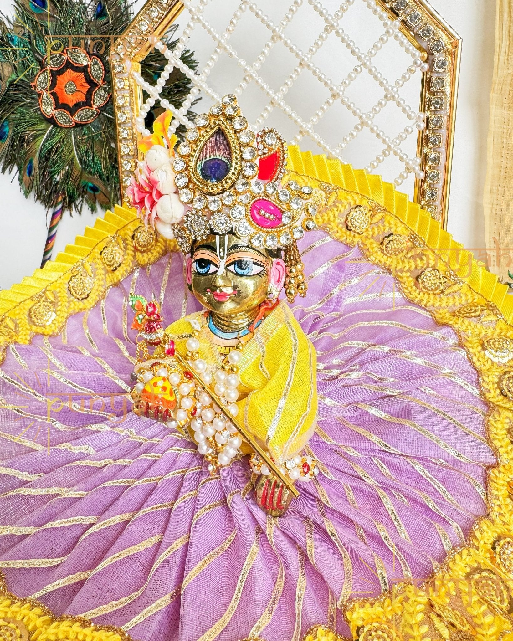 Dazzling Dhaga Poshak Gota Detailing For Laddu Gopal Ji - Punyah