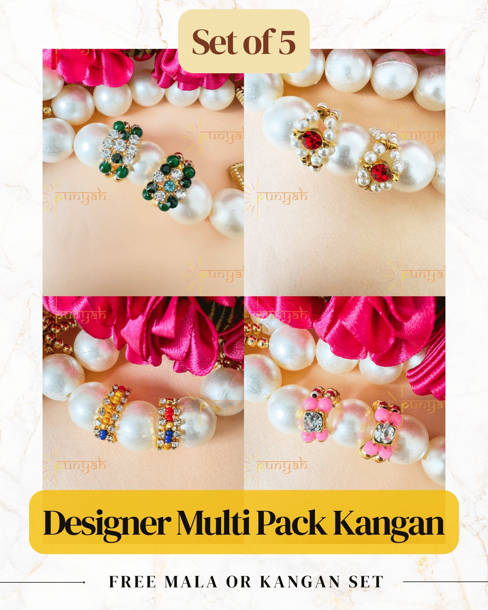 Designer Multi Pack Kangans - Set of 5 Jodi for your Laddu Gopal Ji (Different designs) - Punyah Handicraft