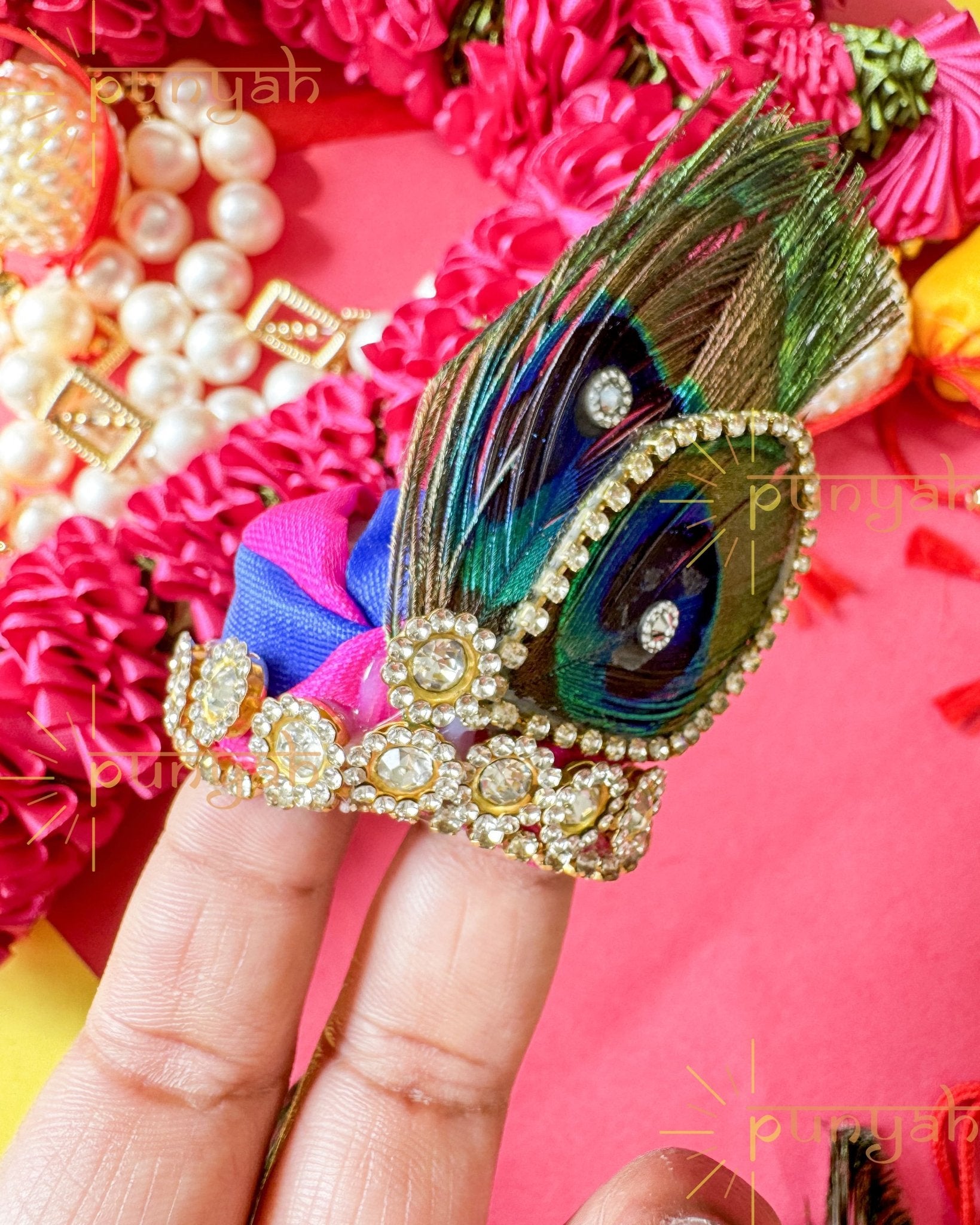 Divine Cotton Morpankh Kundan Pagdi For Laddu Gopal Ji - Punyah