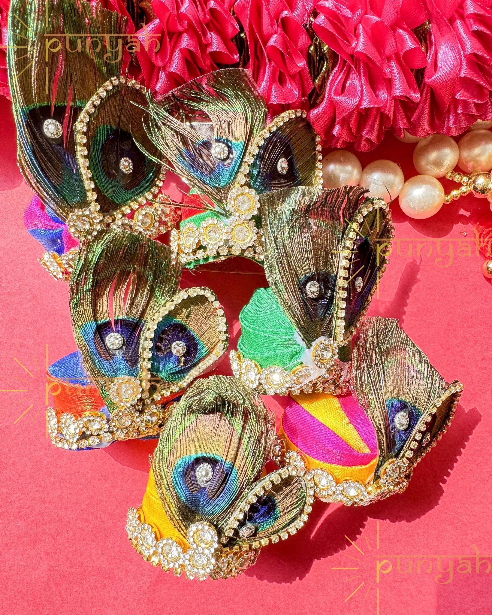 Divine Cotton Morpankh Kundan Pagdi For Laddu Gopal Ji - Punyah