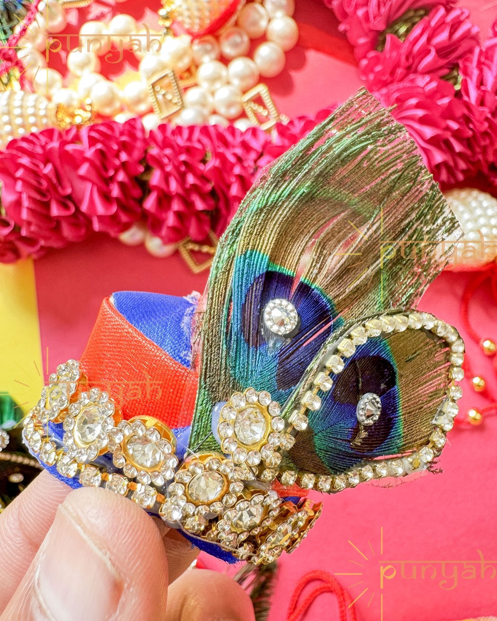 Divine Cotton Morpankh Kundan Pagdi For Laddu Gopal Ji - Punyah