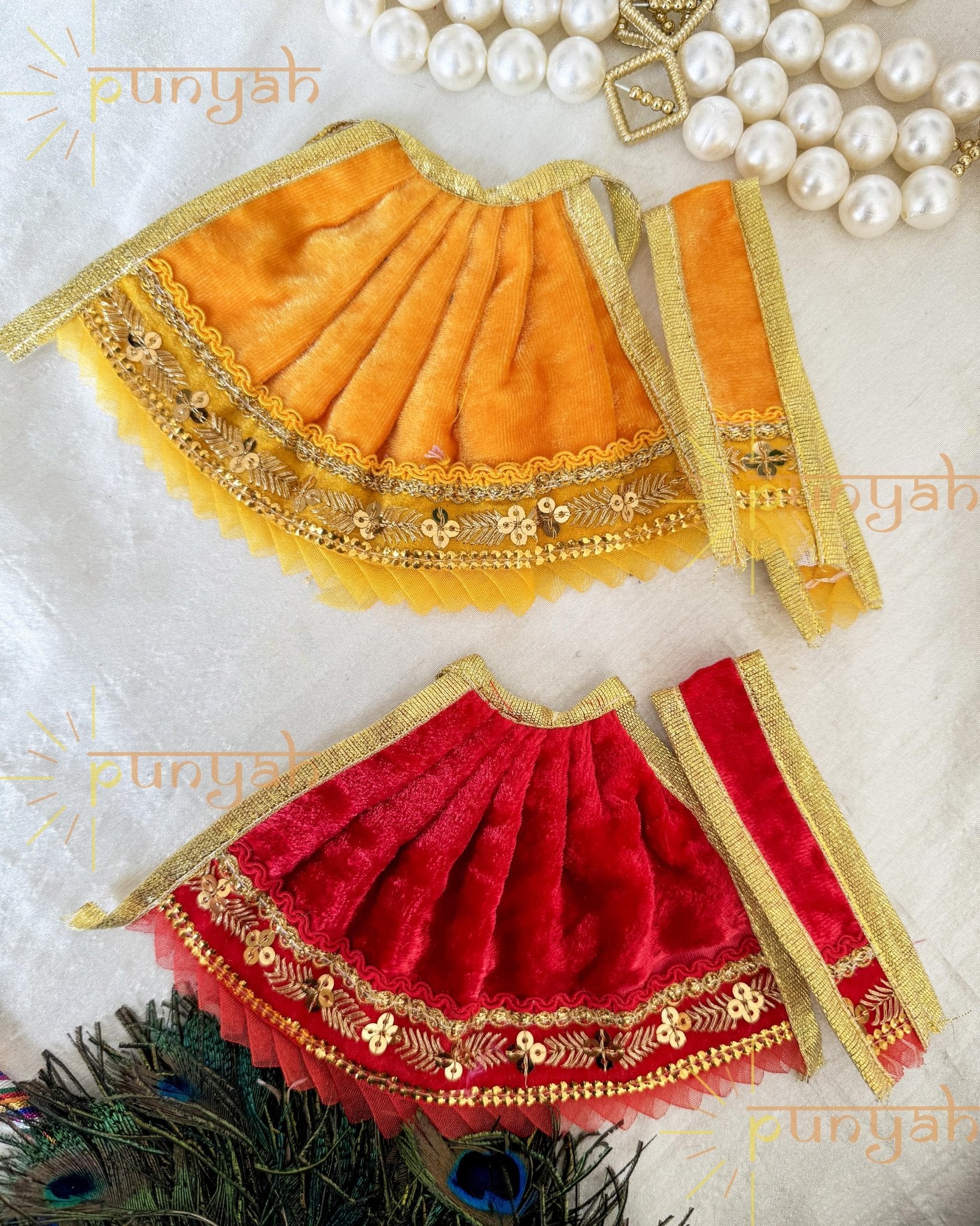 Divine Velvet Winter Poshak for Mata Rani/ Ganesh Ji Idols - Punyah Handicraft