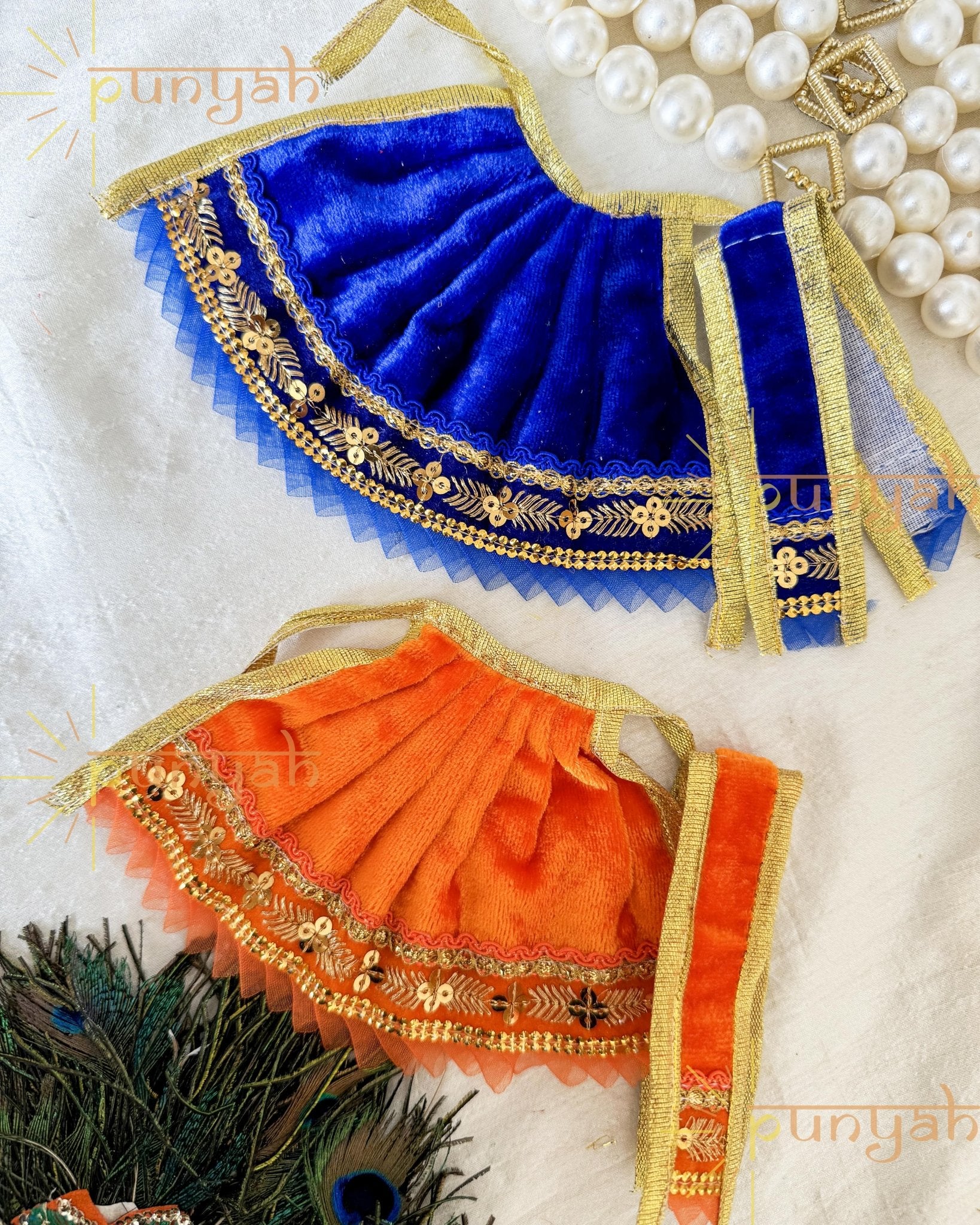 Divine Velvet Winter Poshak for Mata Rani/ Ganesh Ji Idols - Punyah Handicraft