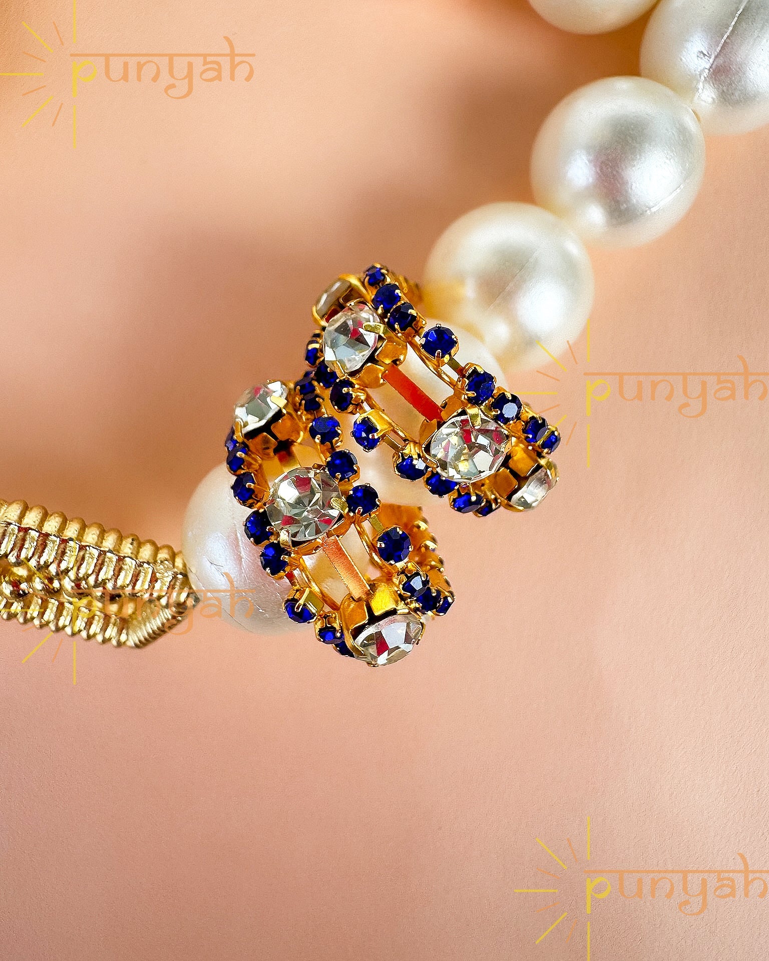 Embellished Blue and Diamond Cut Stone Kangan for Thakur Ji - Punyah