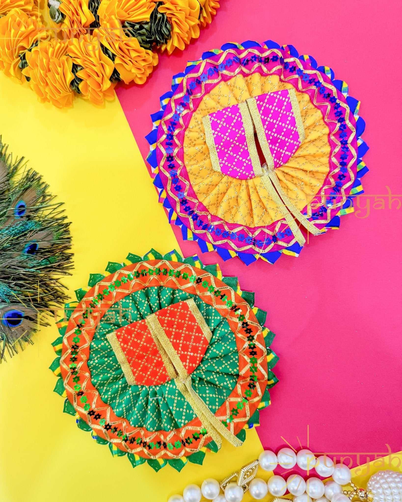 Festive Rajasthani Cotton Poshak For Laddu Gopal Ji - Punyah