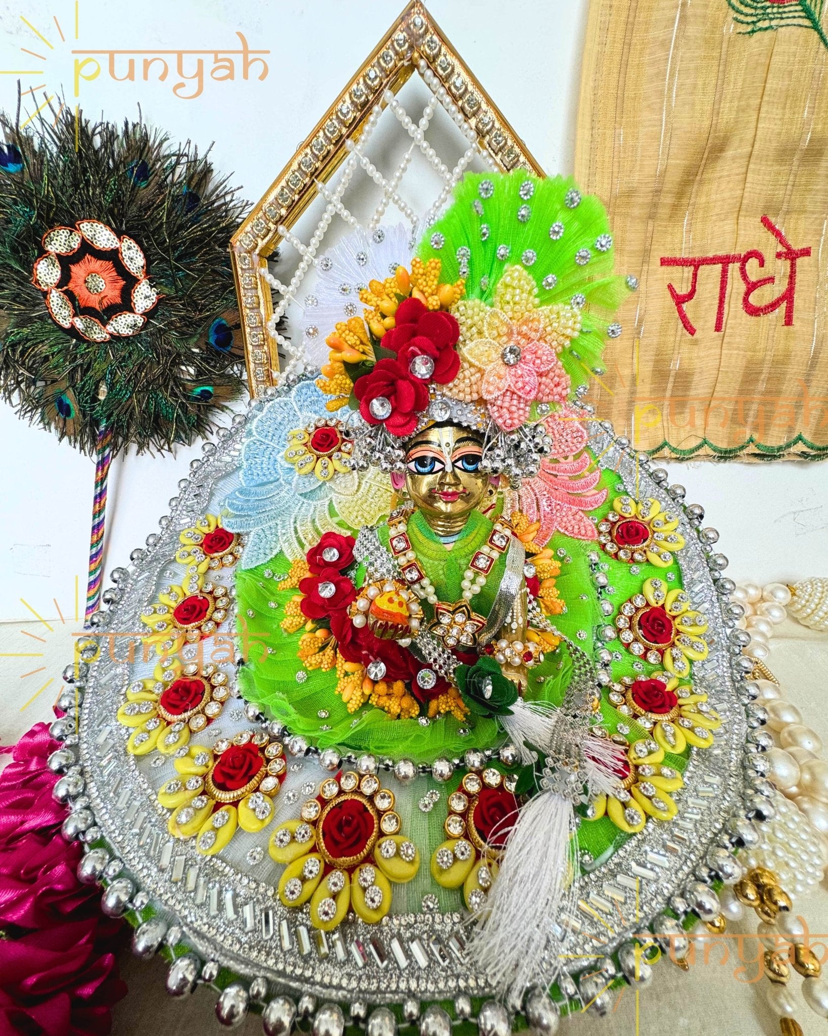 Floral Elegance Premium Poshak With Pagdi and Patka For Laddu Gopal ji - Punyah Handicraft