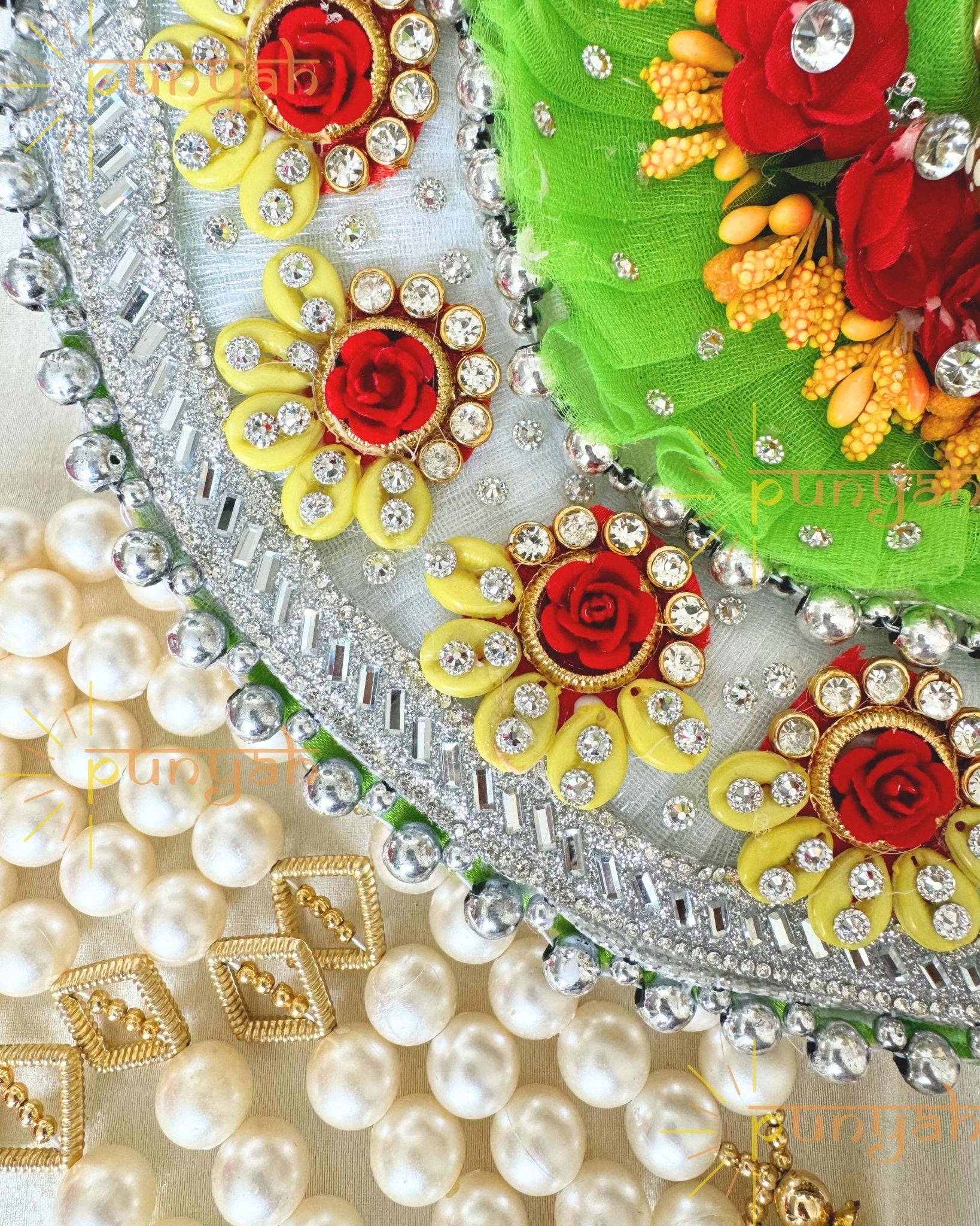 Floral Elegance Premium Poshak With Pagdi and Patka For Laddu Gopal ji - Punyah Handicraft