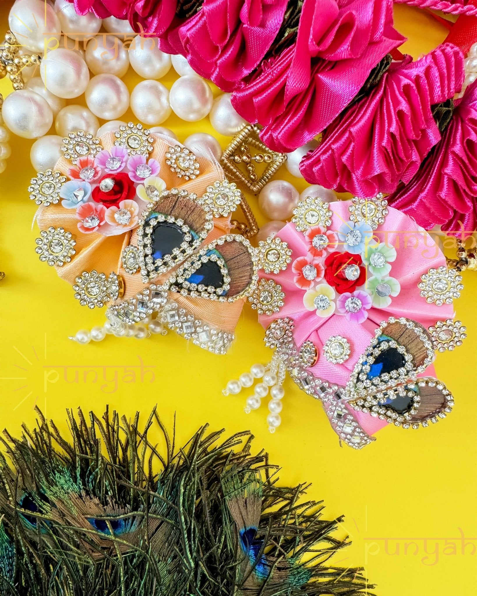 Floral Mor Pankh Pagdi For Laddu Gopal JI - Punyah Handicraft