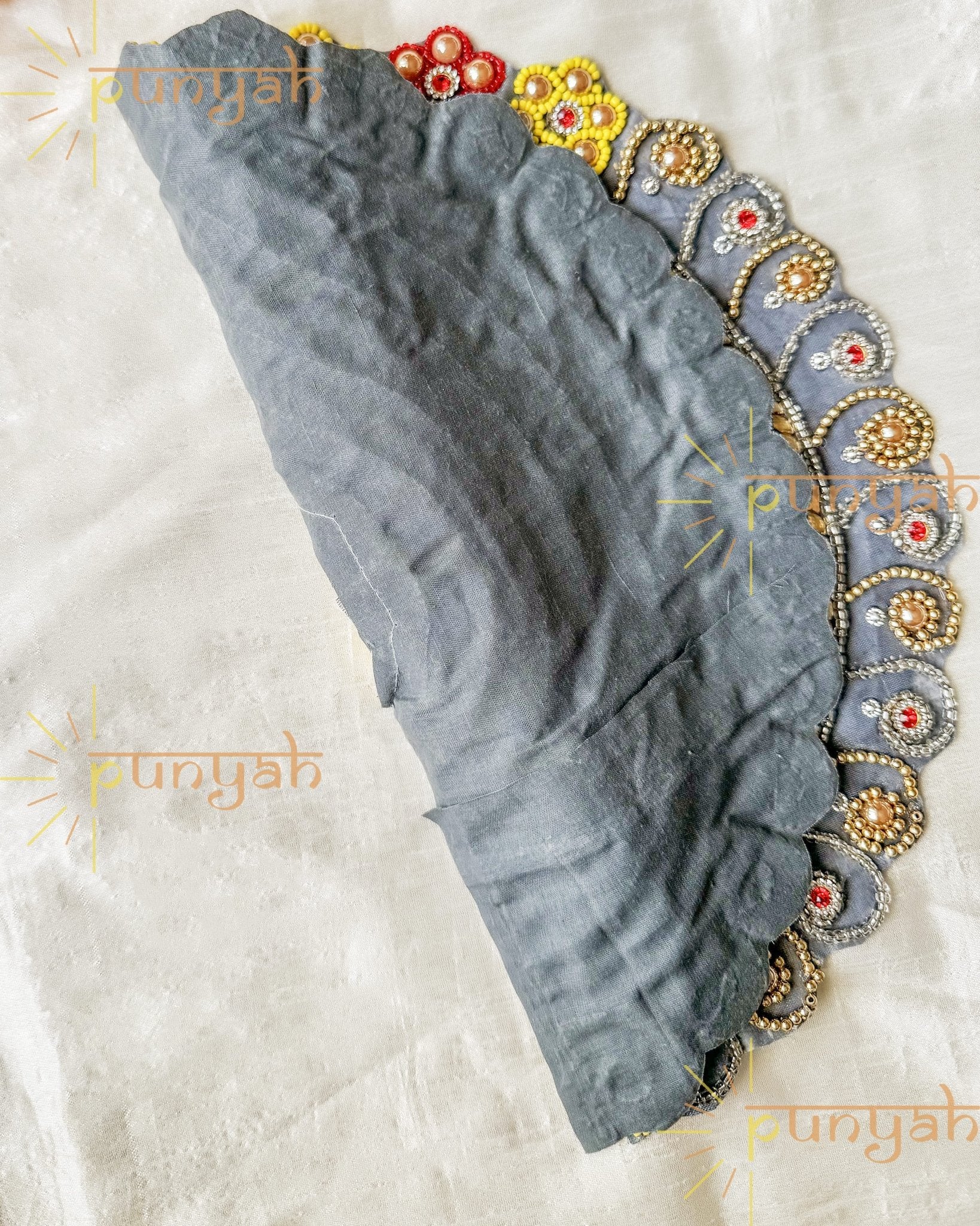 Greyish Moon Poshak with Golden Embroidery For Laddu Gopal Ji - Punyah