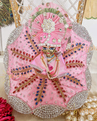 Gulabi Silver Embellishments Poshak For Laddu Gopal Ji - Punyah