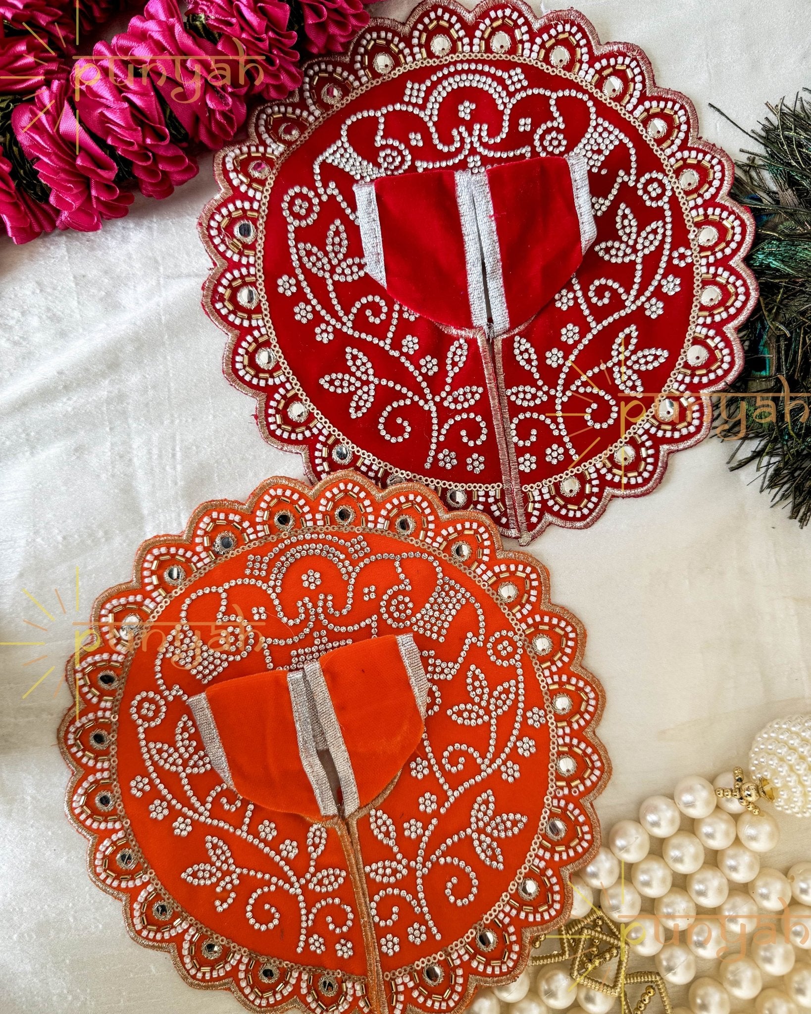 Handwork Swarovski Designer Velvet Poshak for Thakur ji - Punyah Handicraft