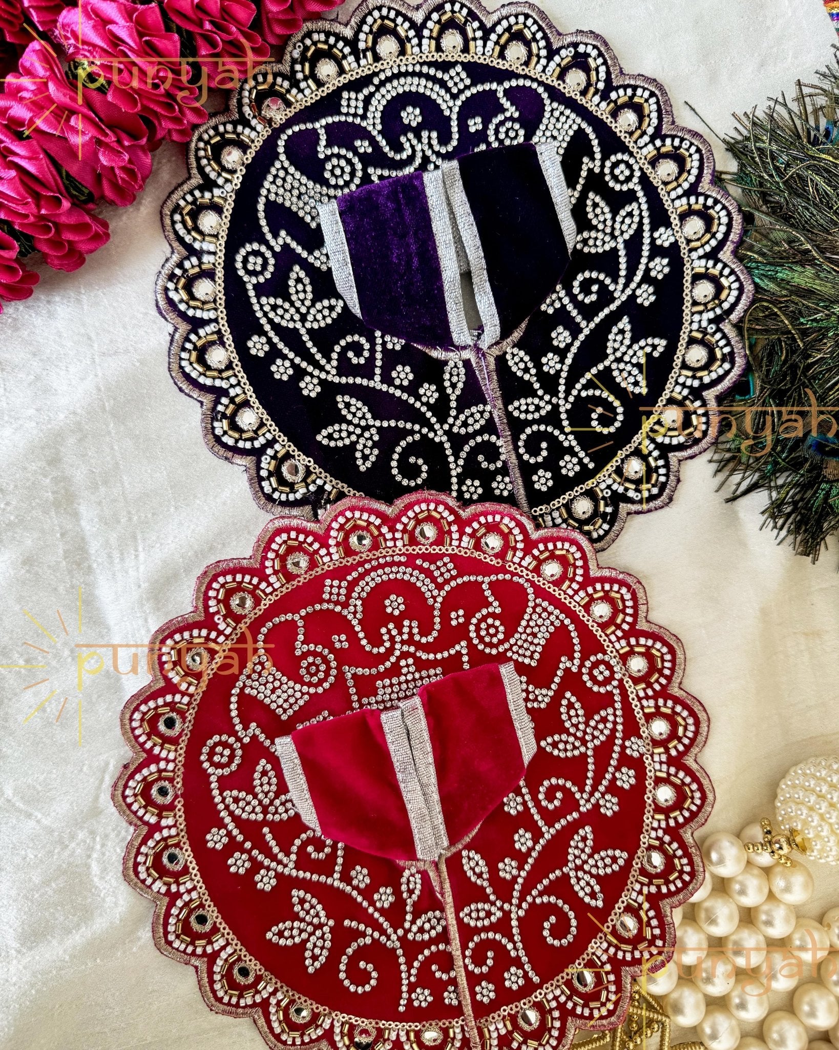 Handwork Swarovski Designer Velvet Poshak for Thakur ji - Punyah Handicraft