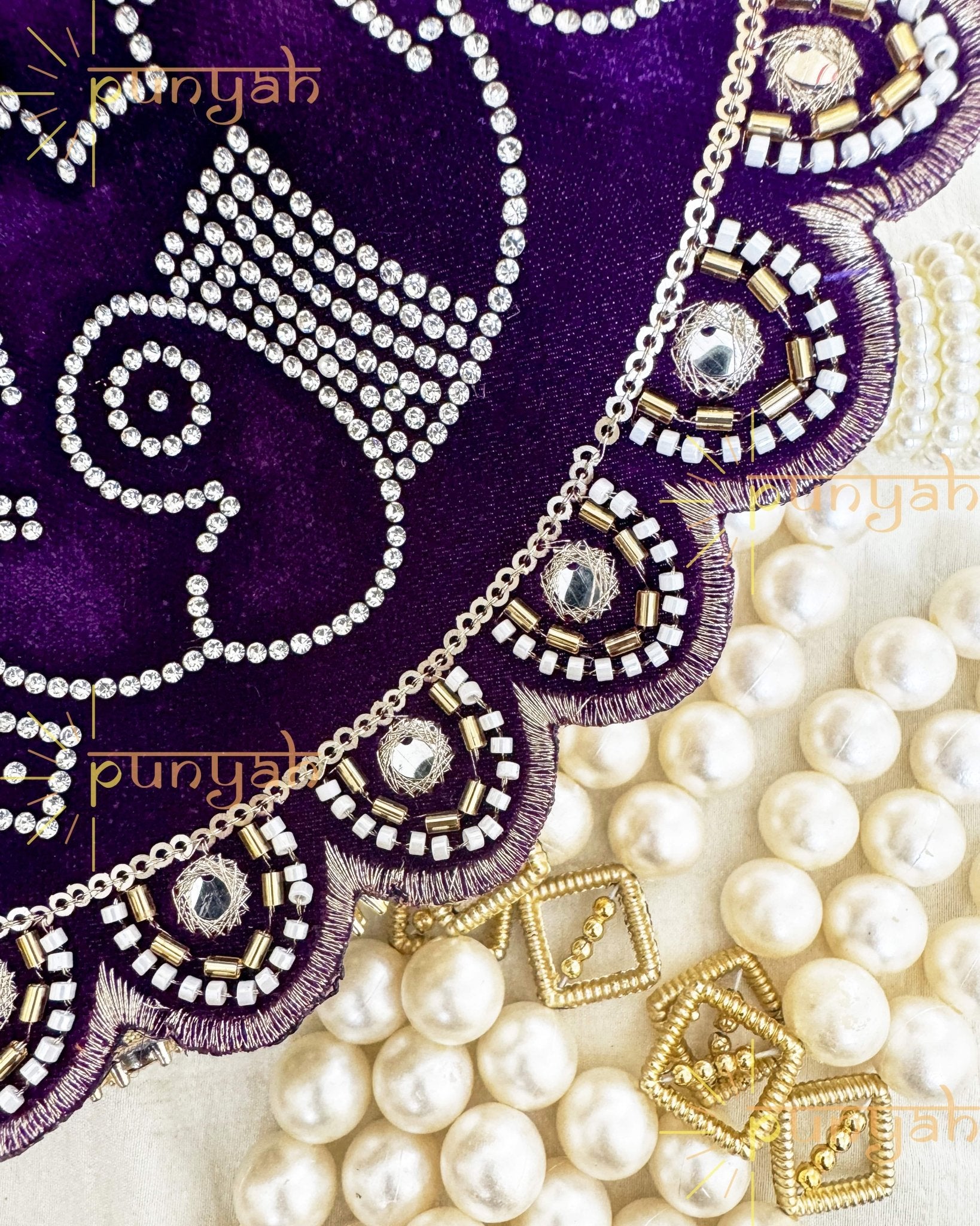 Handwork Swarovski Designer Velvet Poshak for Thakur ji - Punyah Handicraft