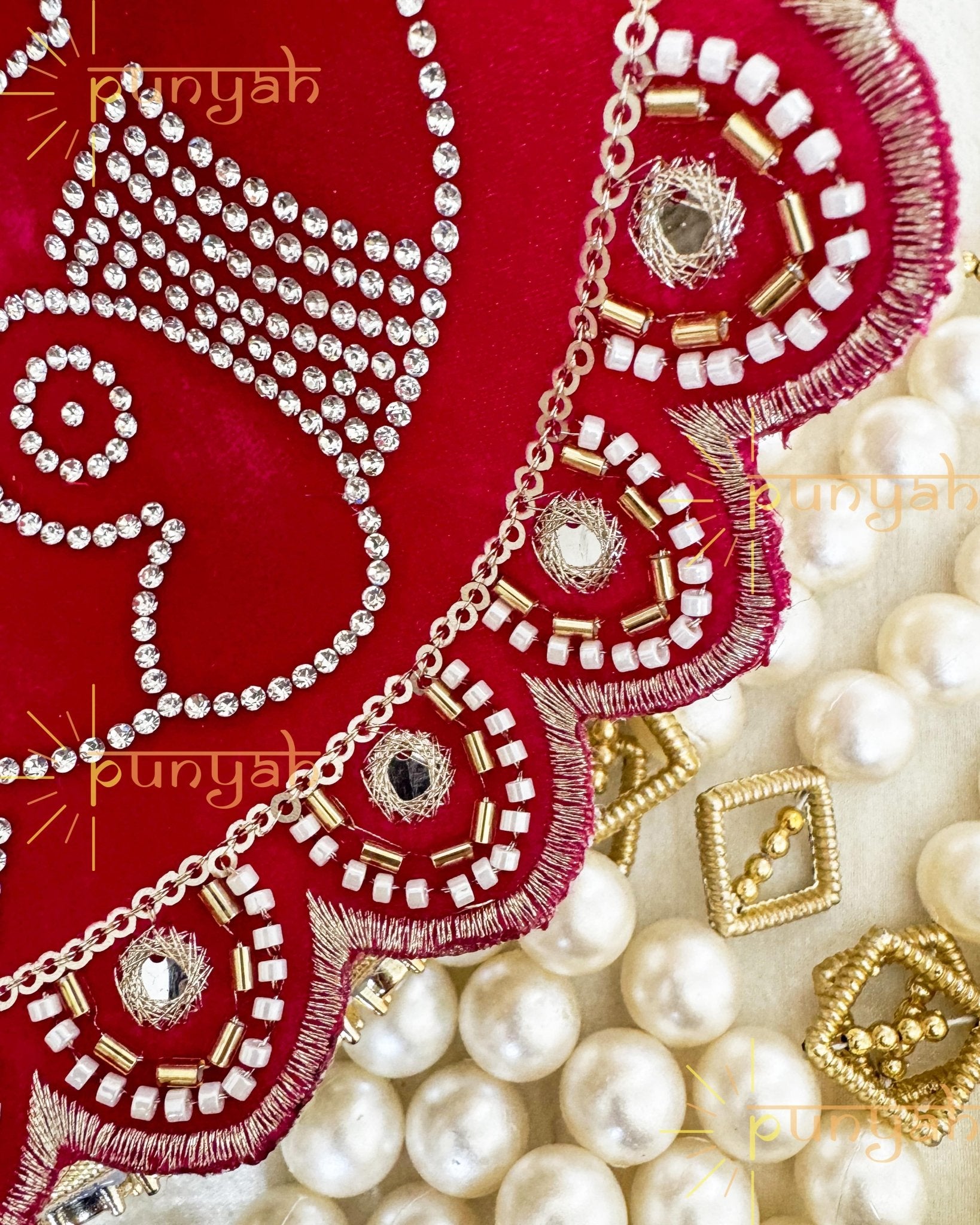 Handwork Swarovski Designer Velvet Poshak for Thakur ji - Punyah Handicraft