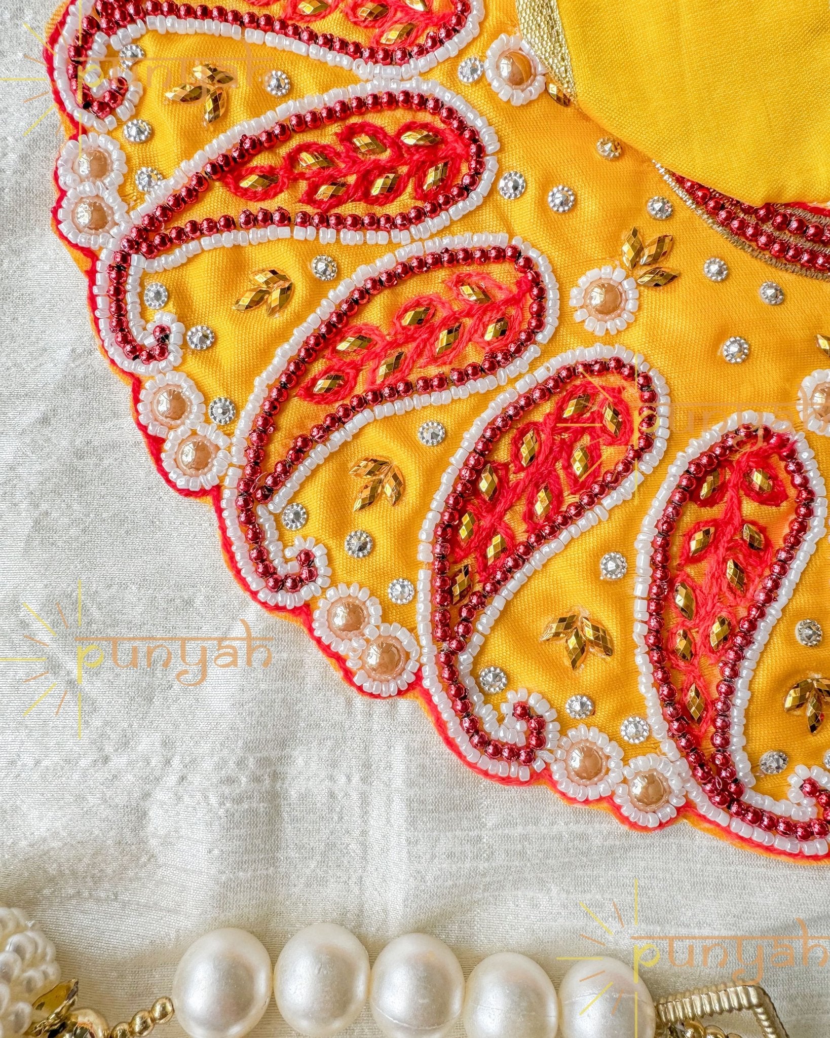 Haridra Zari Embroidered Poshak For Laddu Gopal Ji/ Kanha Ji - Punyah