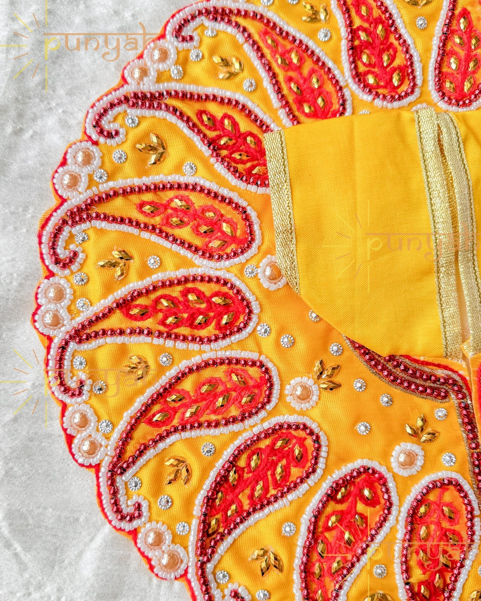 Haridra Zari Embroidered Poshak For Laddu Gopal Ji/ Kanha Ji - Punyah