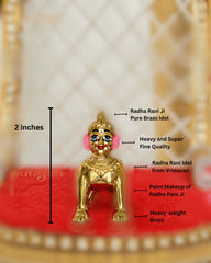 Heavy Solid Brass Radha Rani Ji Idol from Vrindavan (2 inches) - Punyah Handicraft