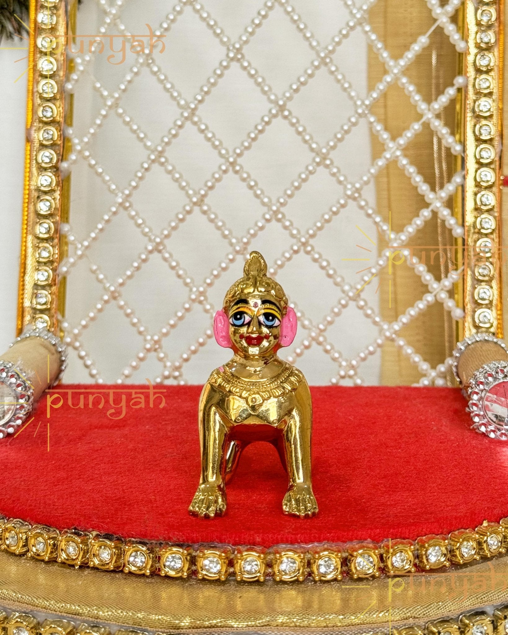 Heavy Solid Brass Radha Rani Ji Idol from Vrindavan (2 inches) - Punyah Handicraft