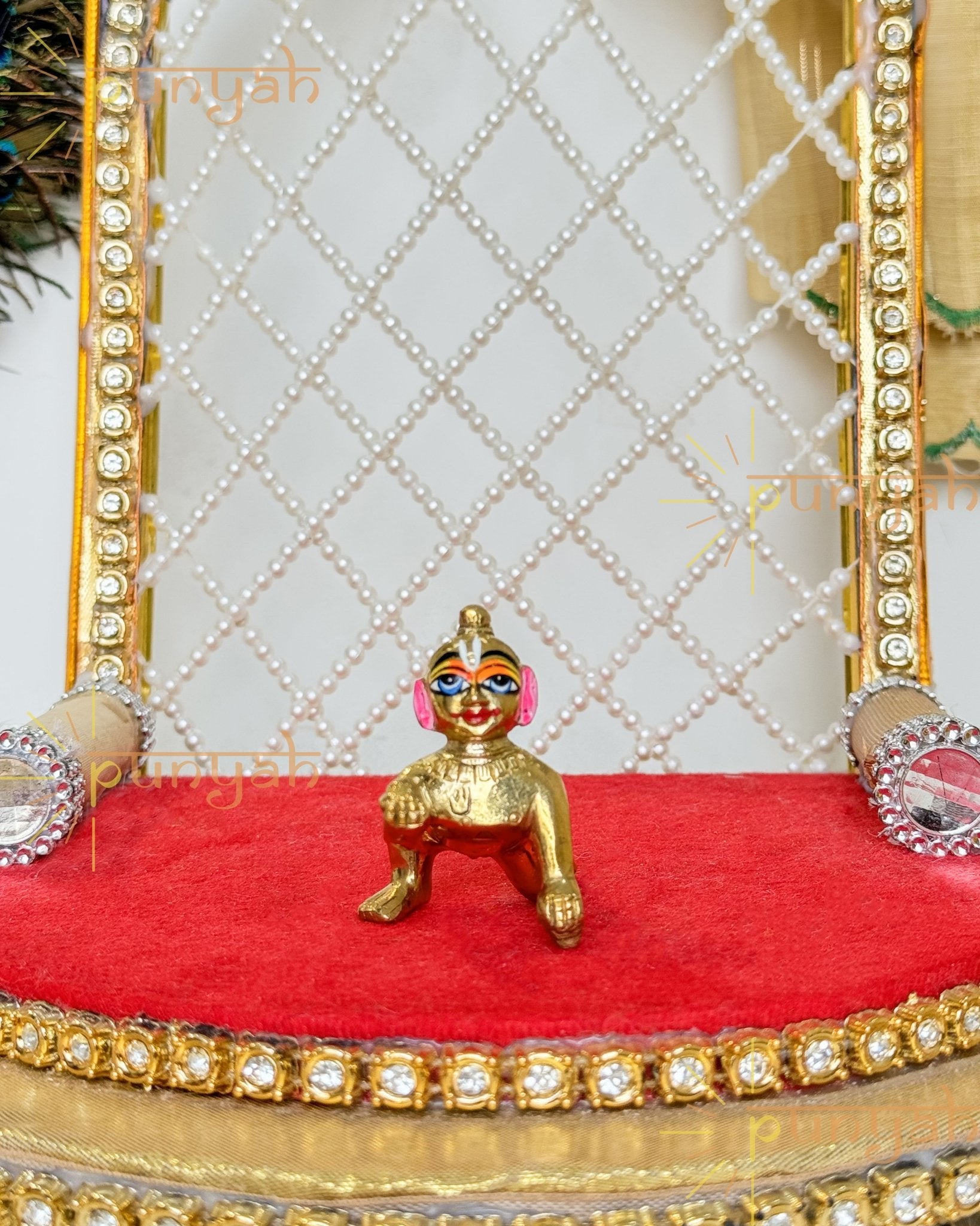 Heavy Solid Pure Brass Laddu Gopal Ji Idol from Vrindavan (2 inches) - Punyah Handicraft