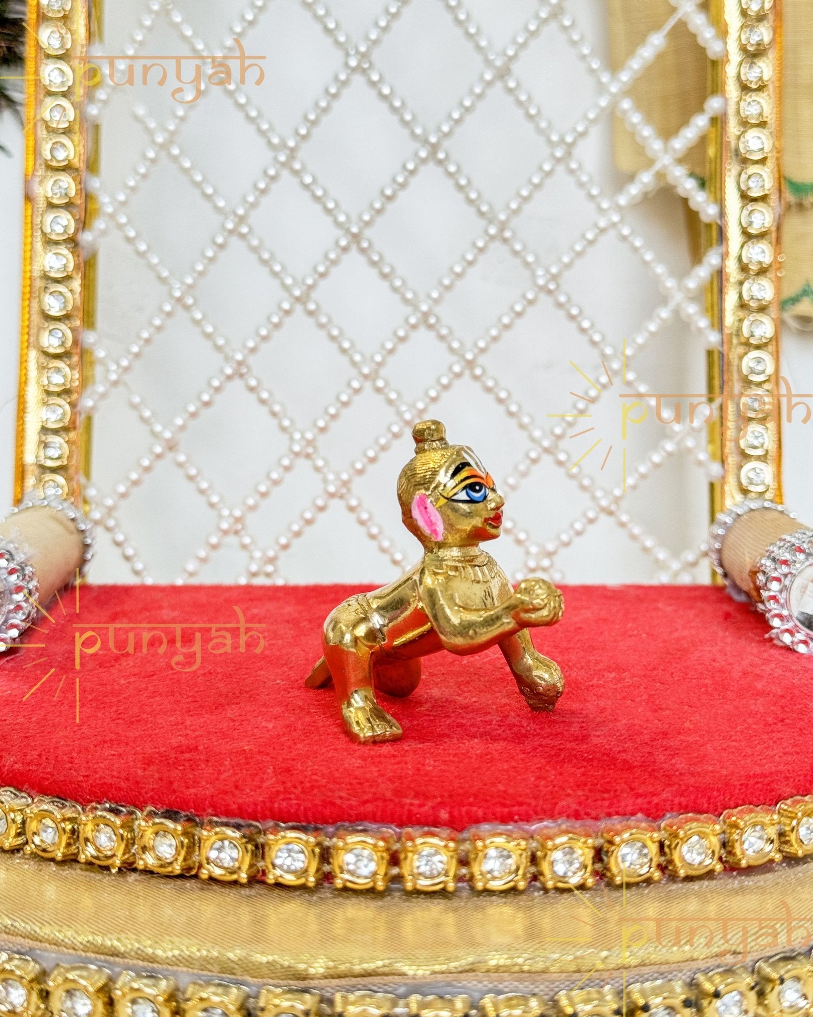 Heavy Solid Pure Brass Laddu Gopal Ji Idol from Vrindavan (2 inches) - Punyah Handicraft