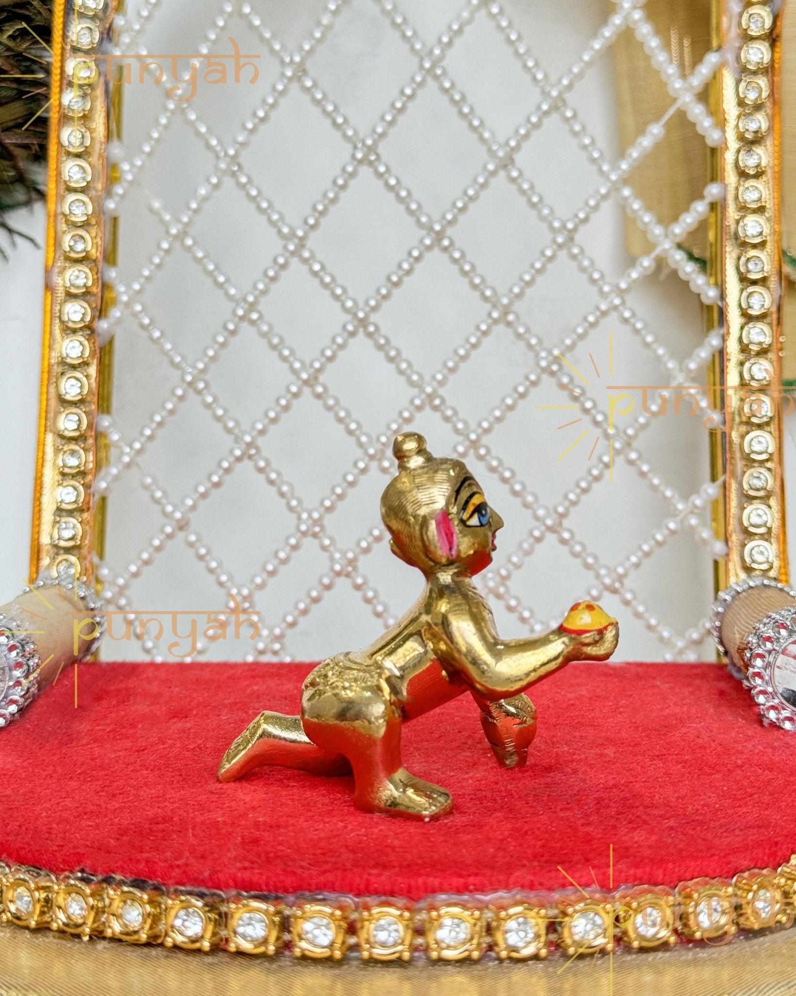 Heavy Solid Pure Brass Laddu Gopal Ji Idol from Vrindavan (2.5 inches) - Punyah Handicraft