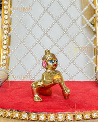 Heavy Solid Pure Brass Laddu Gopal Ji Idol from Vrindavan (2.5 inches) - Punyah Handicraft