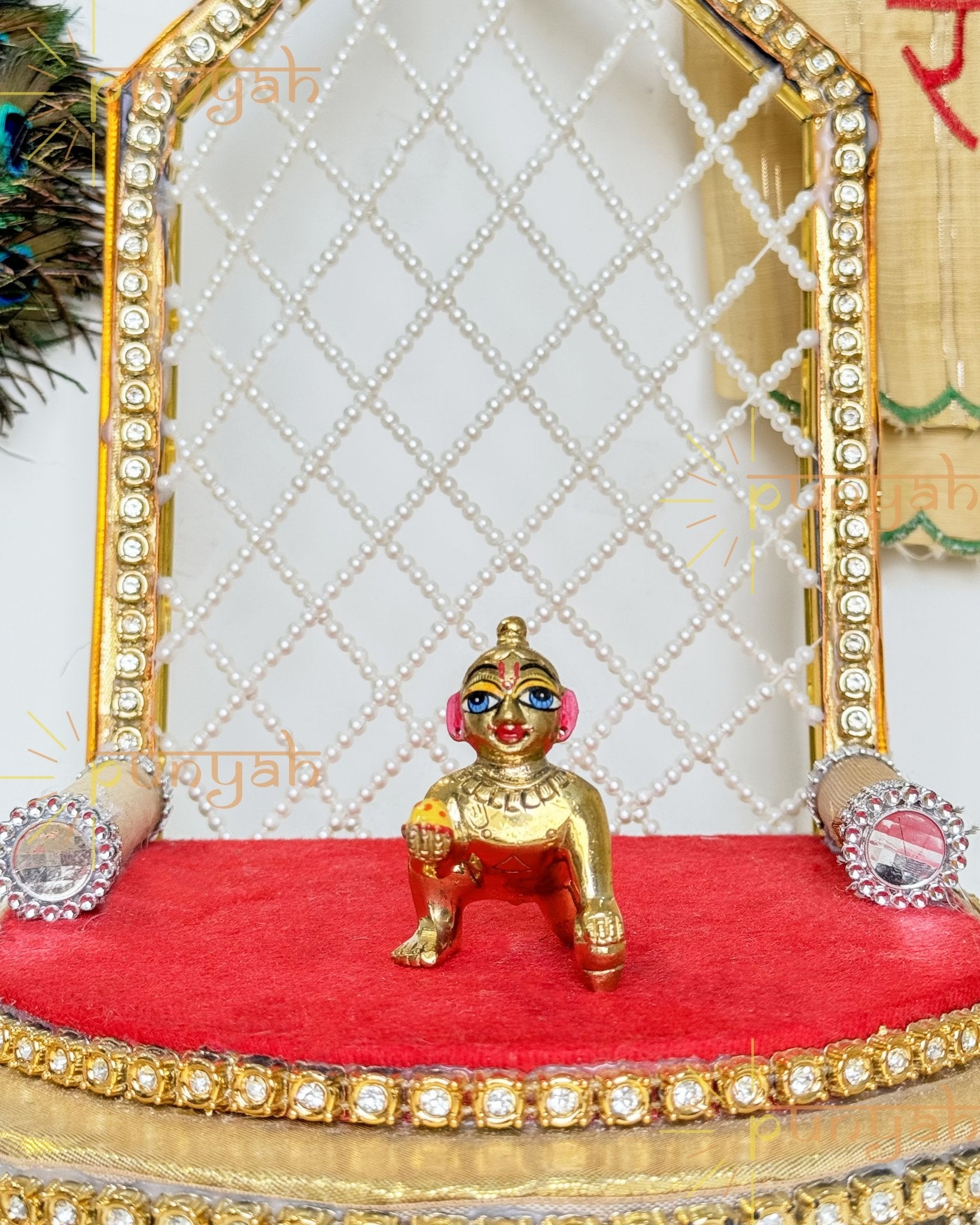 Heavy Solid Pure Brass Laddu Gopal Ji Idol from Vrindavan (2.5 inches) - Punyah Handicraft