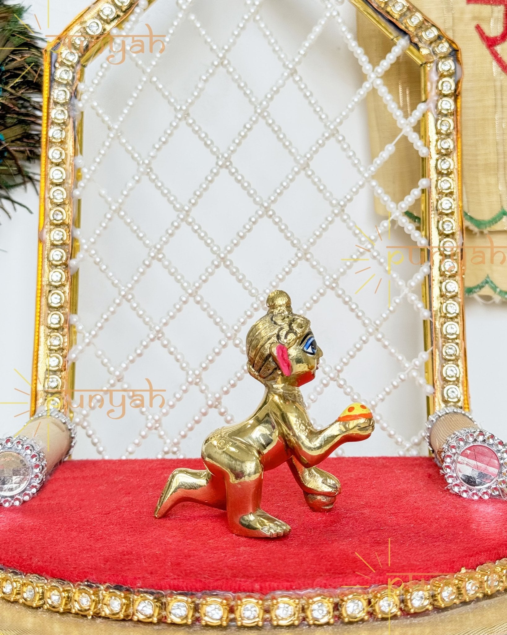 Heavy Solid Pure Brass Laddu Gopal Ji Idol from Vrindavan (3 inches) - Punyah Handicraft