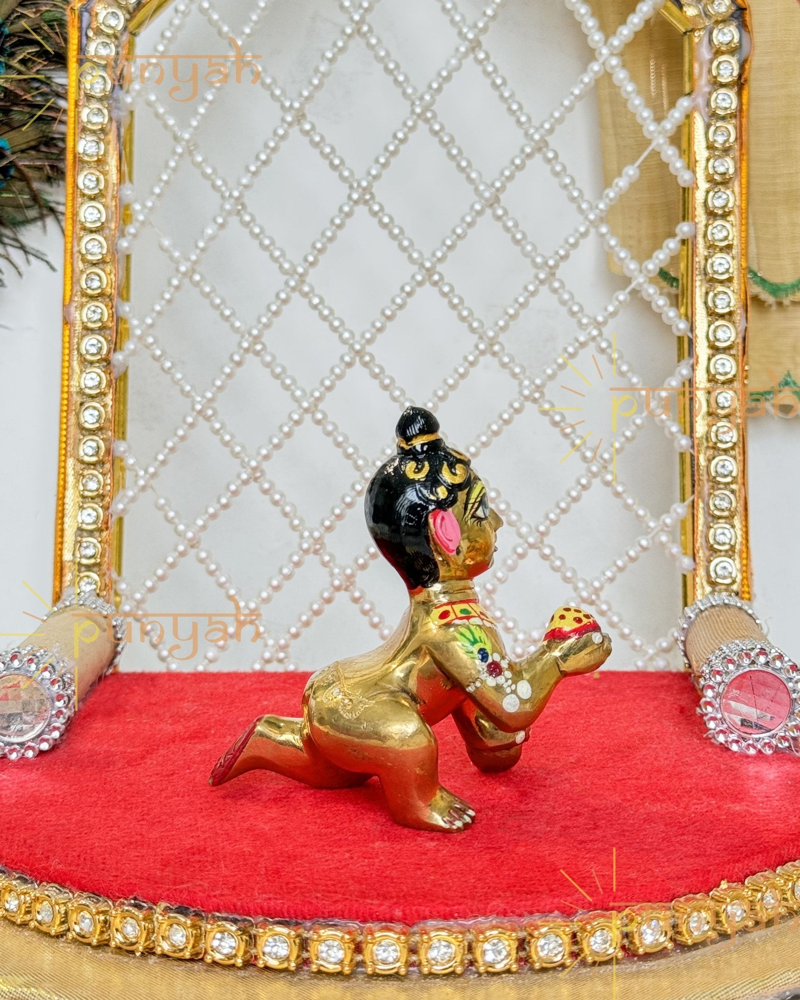 Heavy Solid Pure Brass Laddu Gopal Ji Idol from Vrindavan (3.25 Inches) - Punyah Handicraft